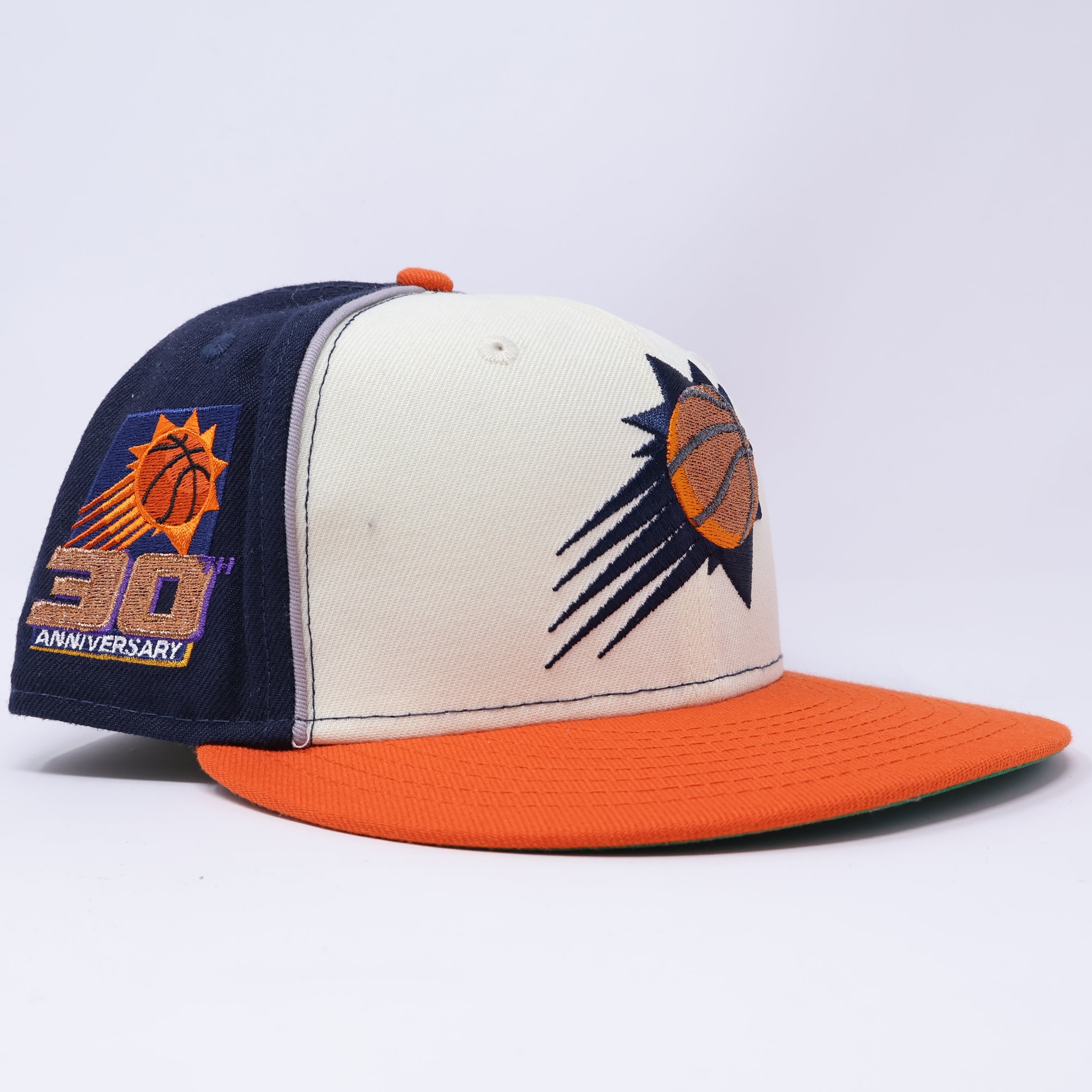 USED 1/8 Navy Chrome Phoenix Suns 30th Anniversary NBA 59FIFTY New Era Fitted Hat