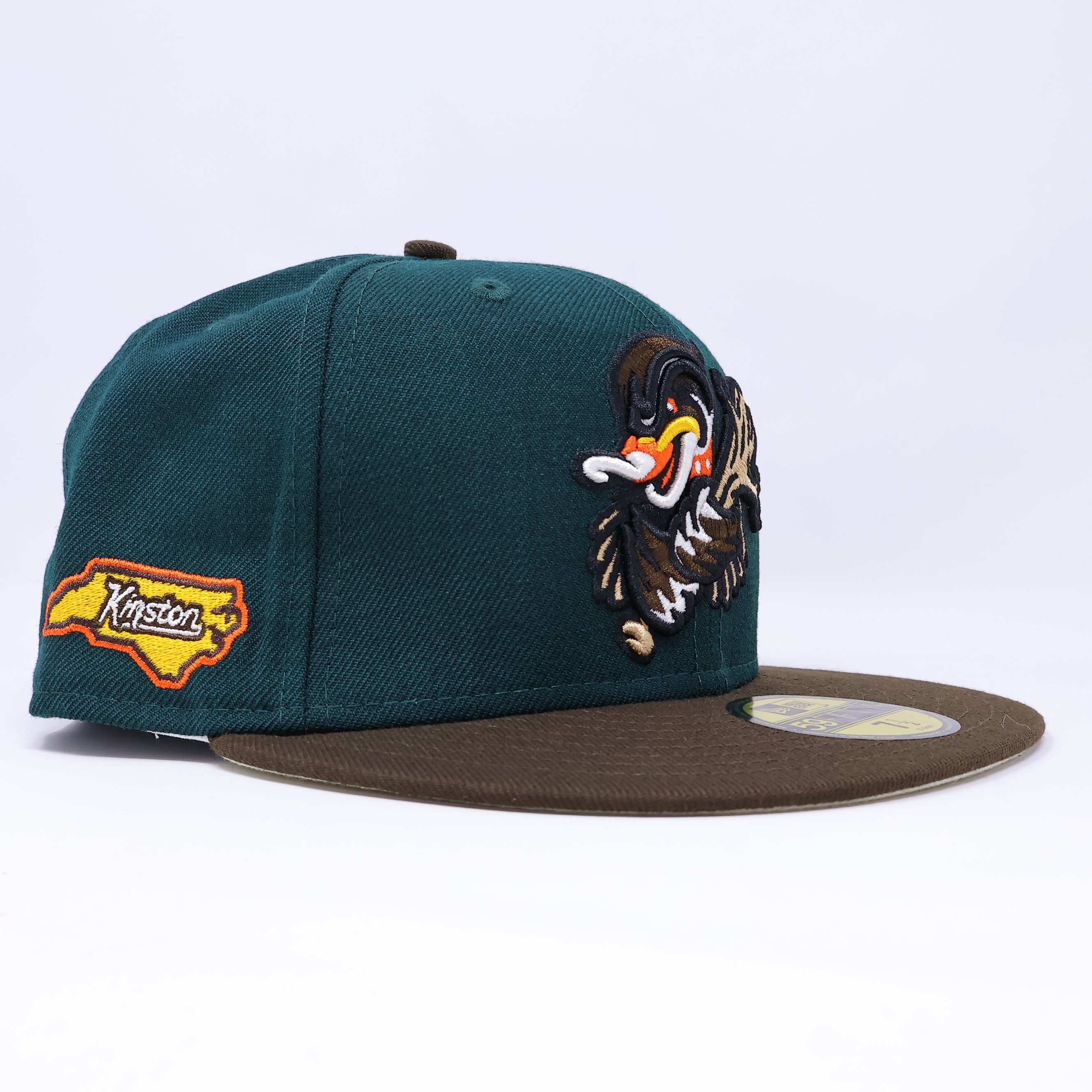 NWT 1/2 Green Down East Wood Ducks Kinston Patch 59fifty New Era Fitted Hat Cap