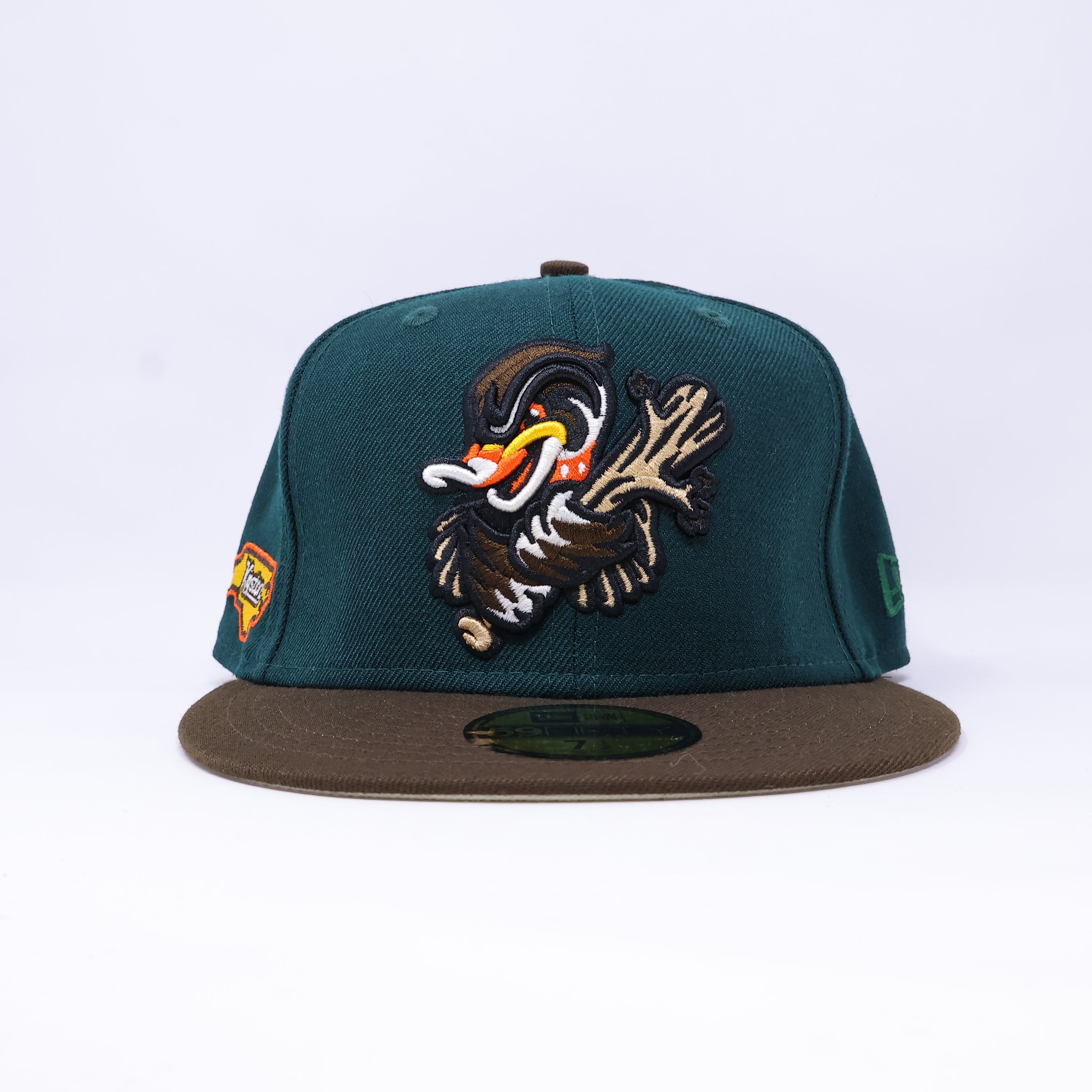NWT 1/2 Green Down East Wood Ducks Kinston Patch 59fifty New Era Fitted Hat Cap