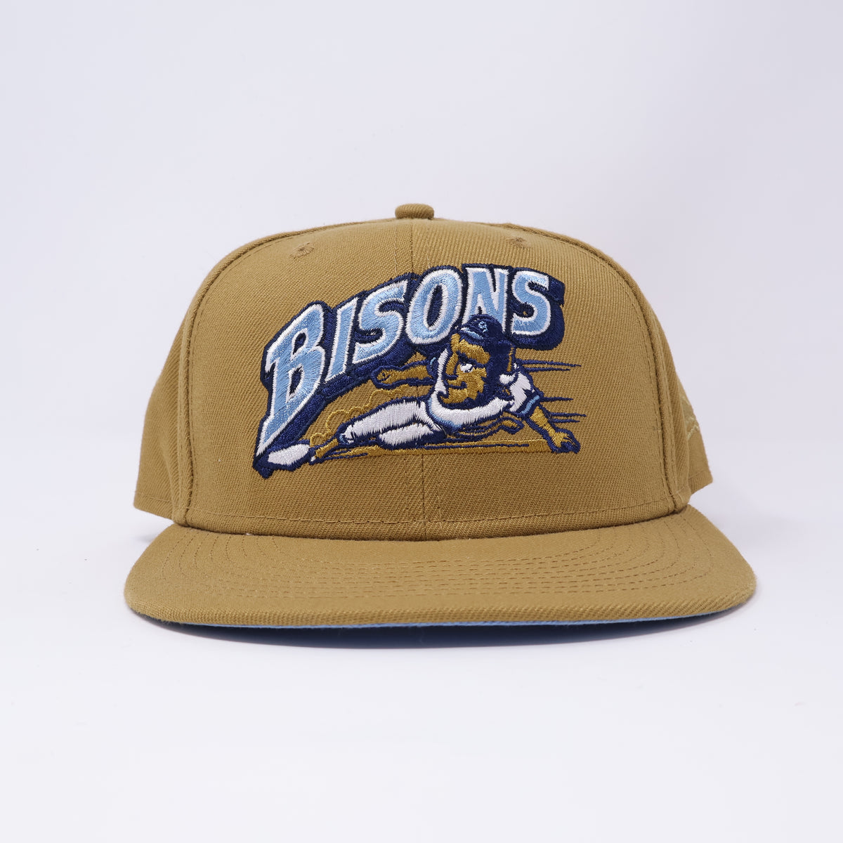 USED 1/8 Khaki Buffalo Bisons Minor League Simple 59fifty New Era Fitted Hat Cap
