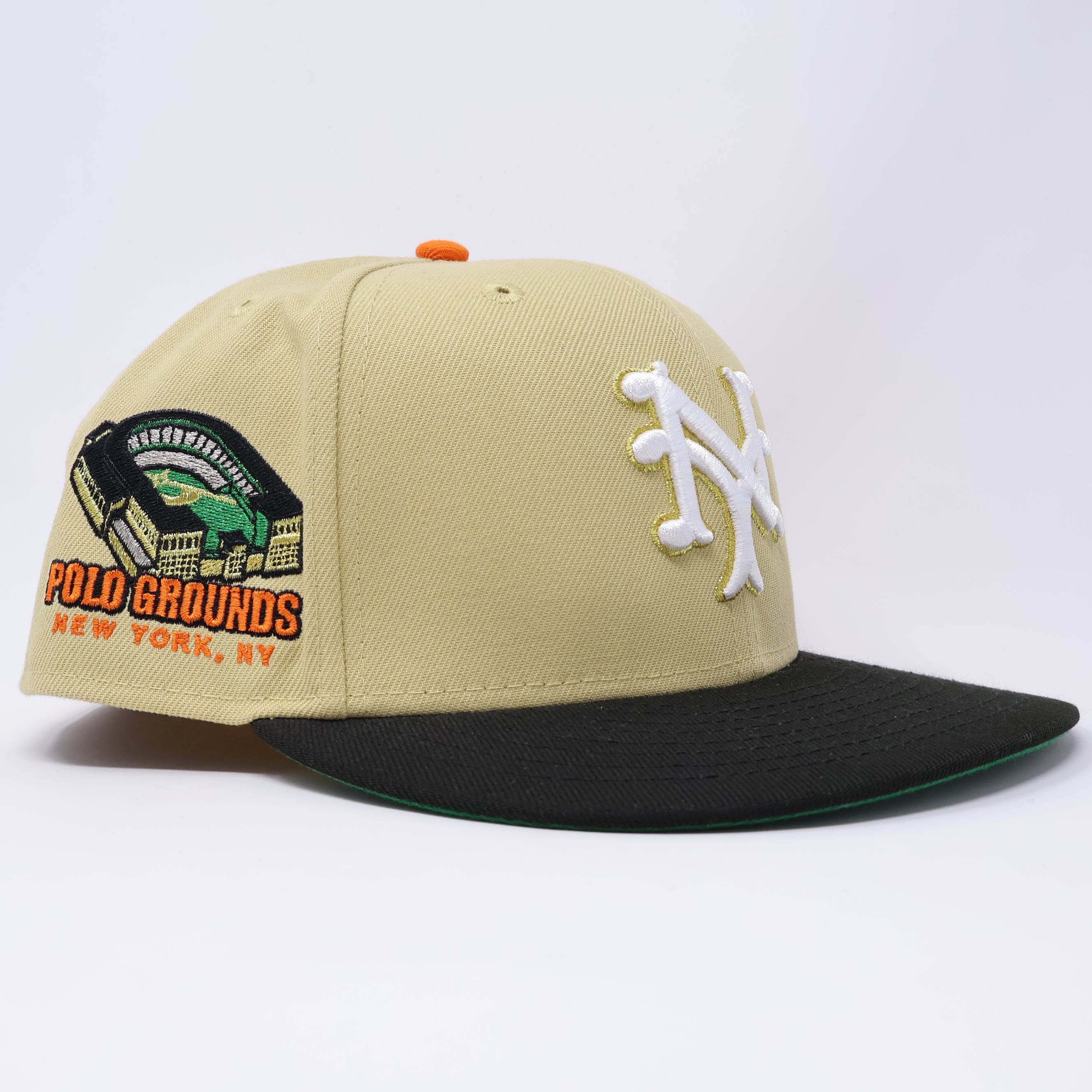 USED 3/4 Khaki New York giants Polo Grounds Stadium 59fifty New Era Fitted Hat Cap