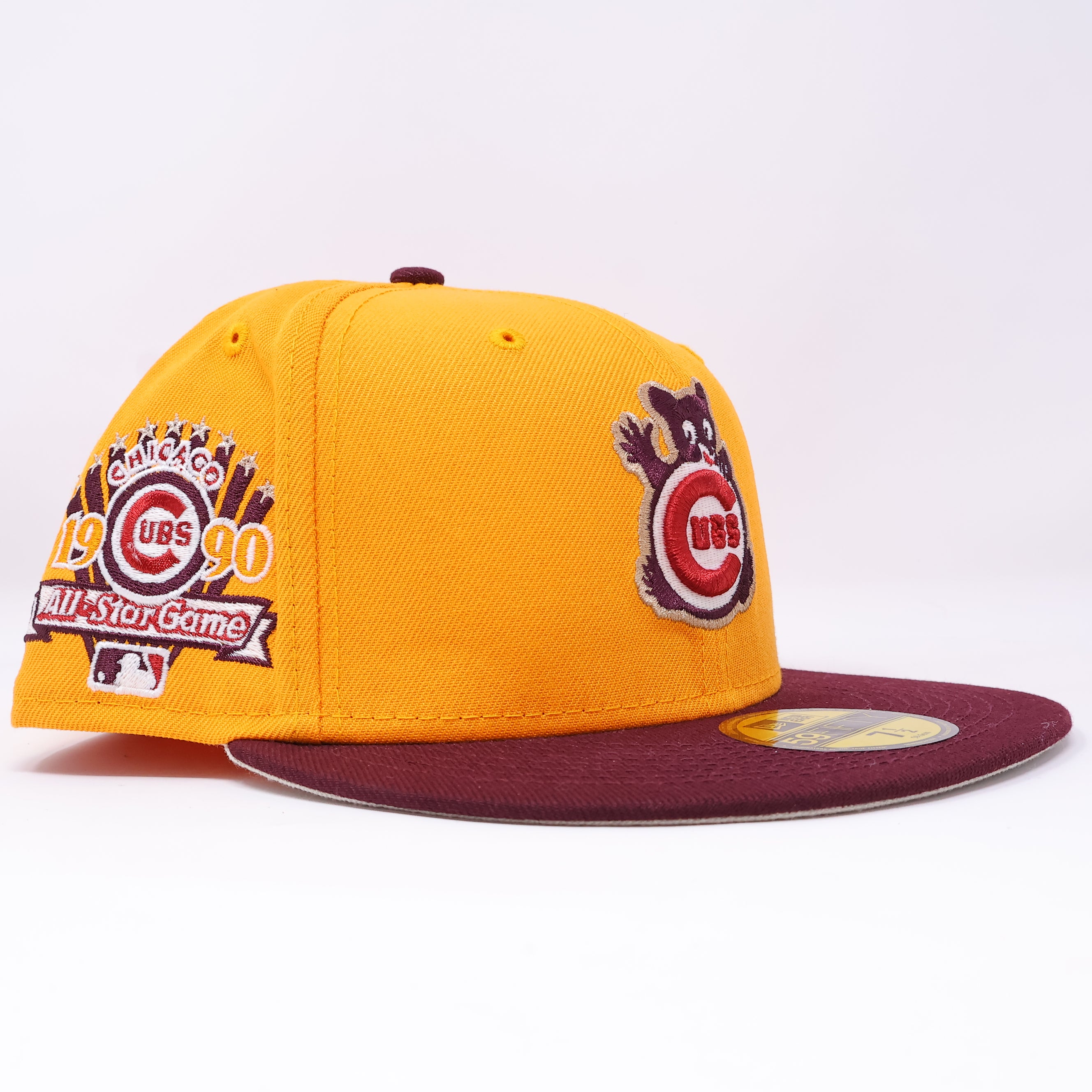 NWT 1/2 Yellow Chicago Cubs 1990 All Star Game 59FIFTY New Era Fitted Hat Cap