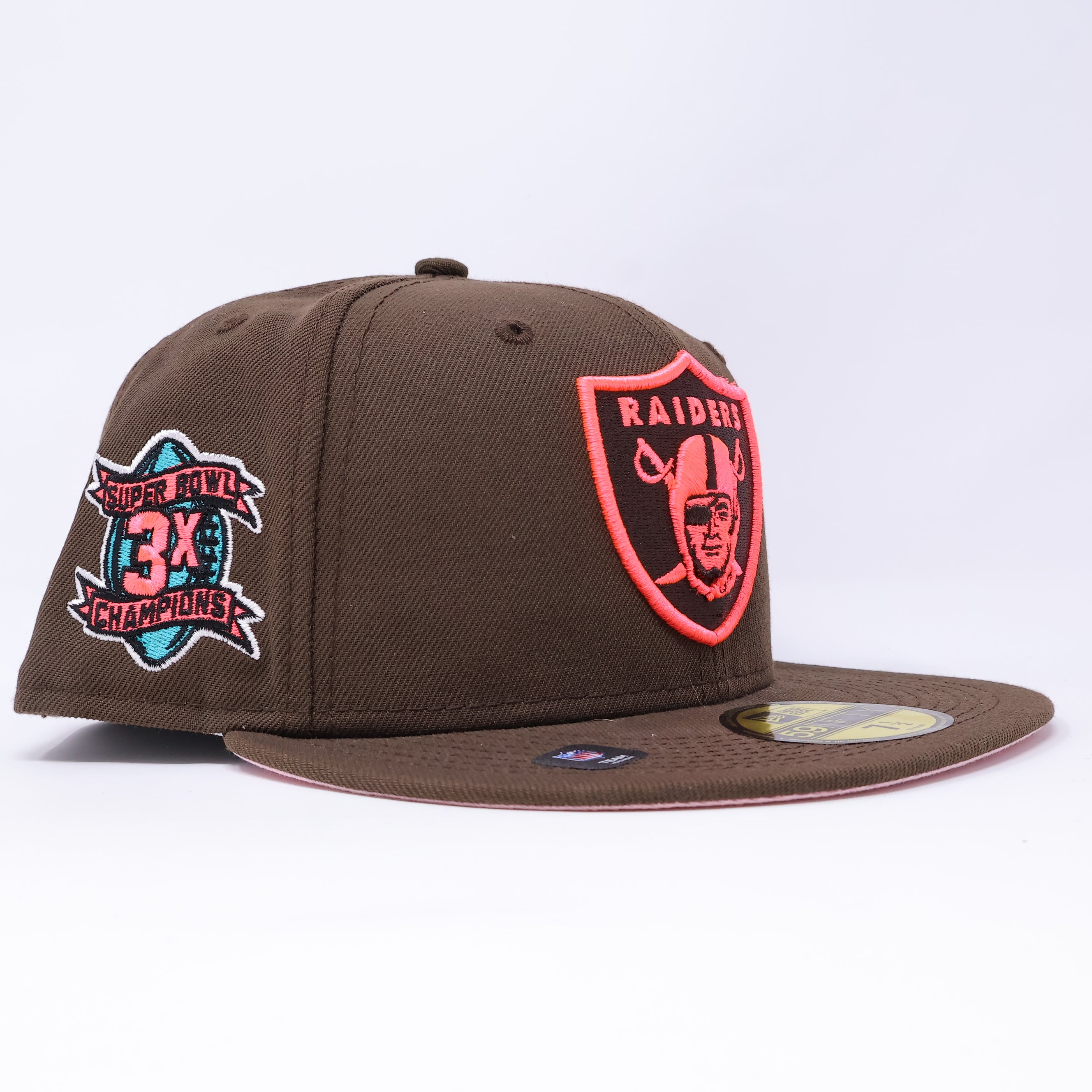 NWT 1/2 Brown Las Vegas Raiders 3x Champions 59FIFTY New Era Fitted Hat Cap
