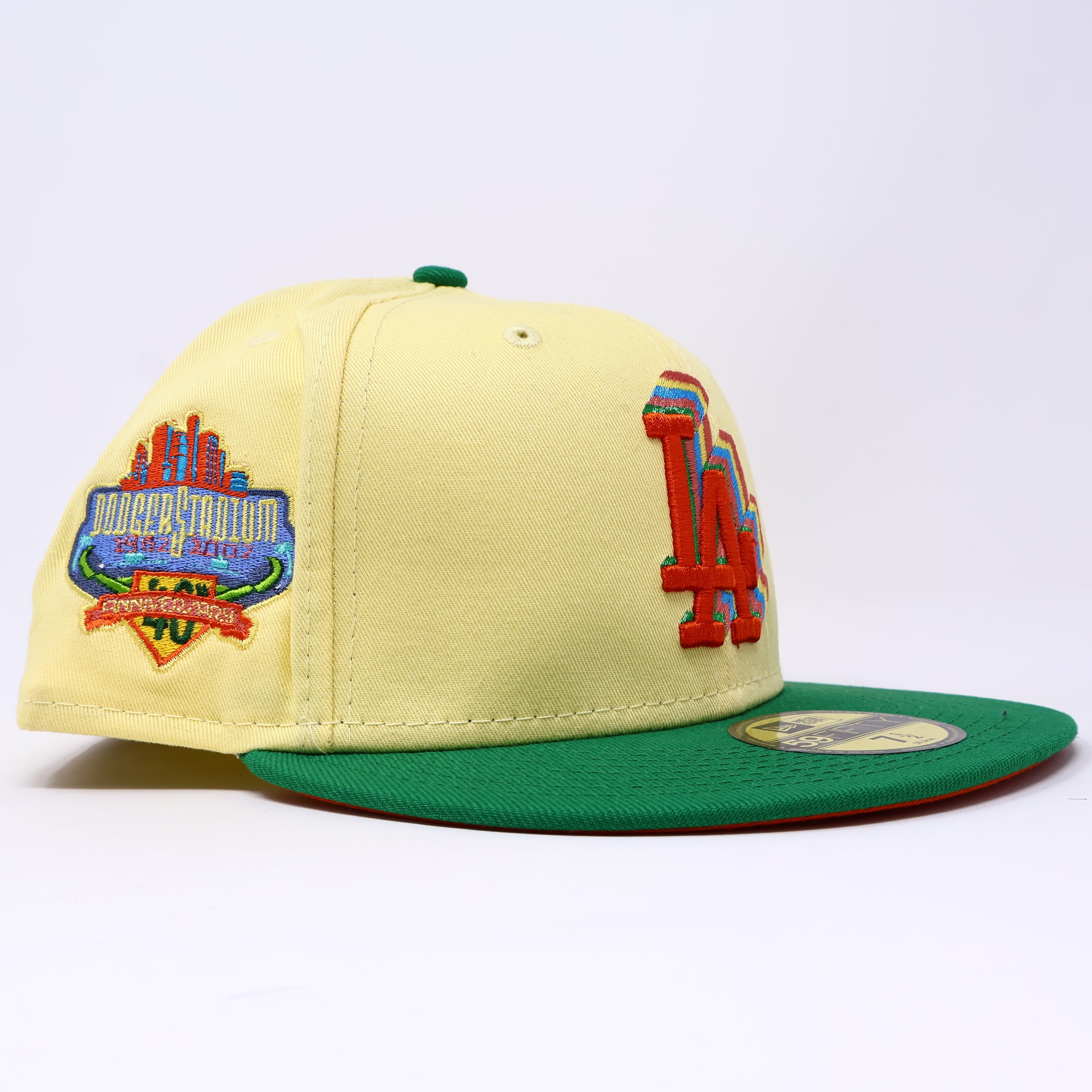 NWT 1/2 Yellow Los Angeles Dodgers 40th Anniversary 59FIFTY New Era Fitted Hat Cap