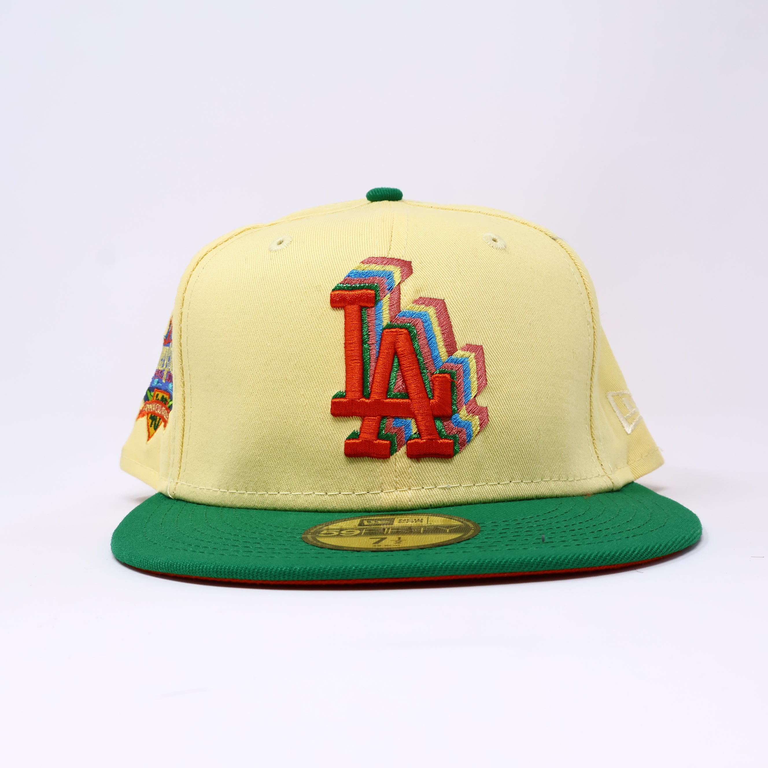 NWT 1/2 Yellow Los Angeles Dodgers 40th Anniversary 59FIFTY New Era Fitted Hat Cap