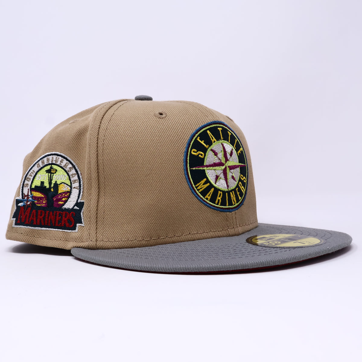 NWT 1/2 Tan Seattle Mariners 30th Anniversary 59FIFTY New Era Fitted Hat Cap