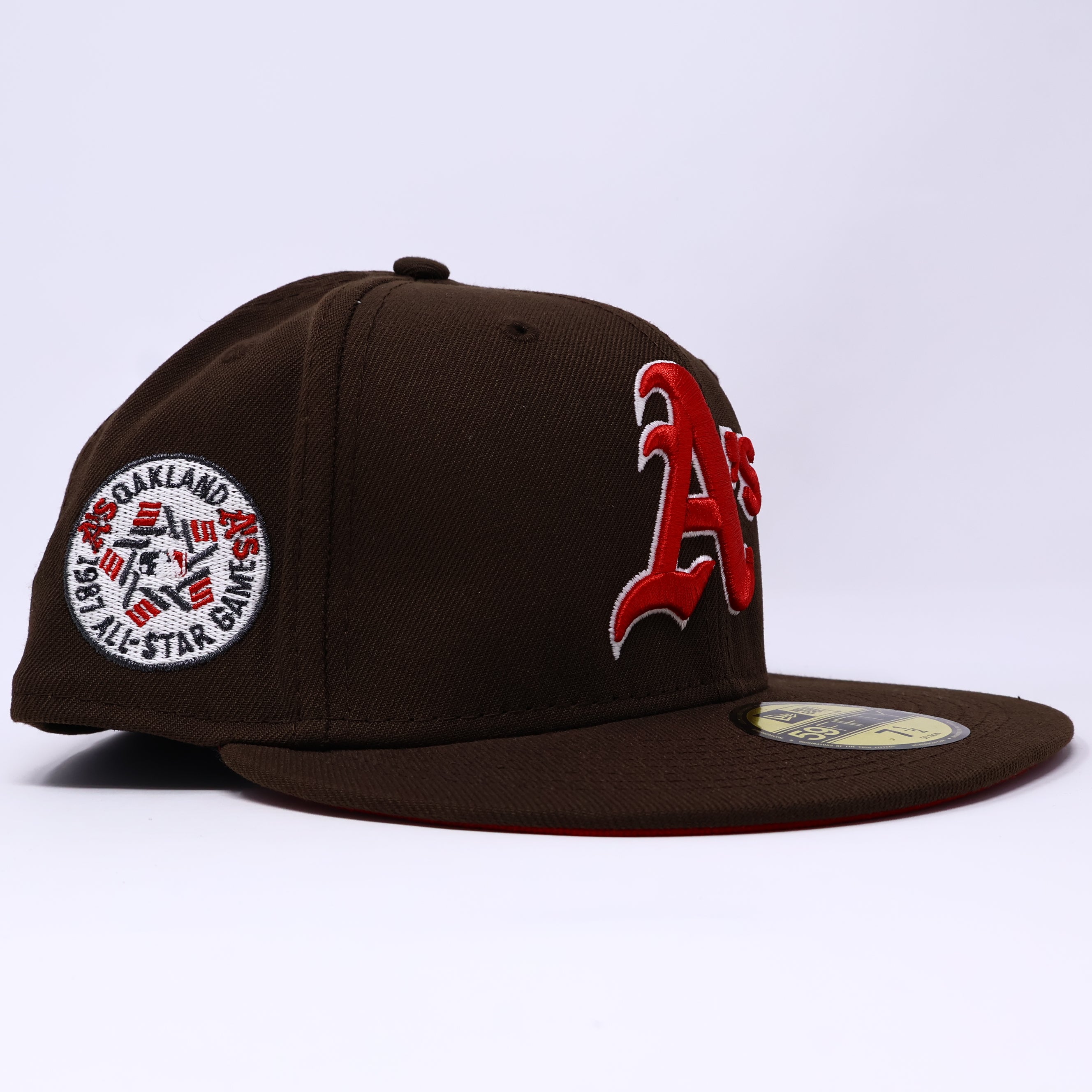 NWT 1/2 Brown Oakland Athletics 1987 All Star Game 59FIFTY New Era Fitted Hat Cap