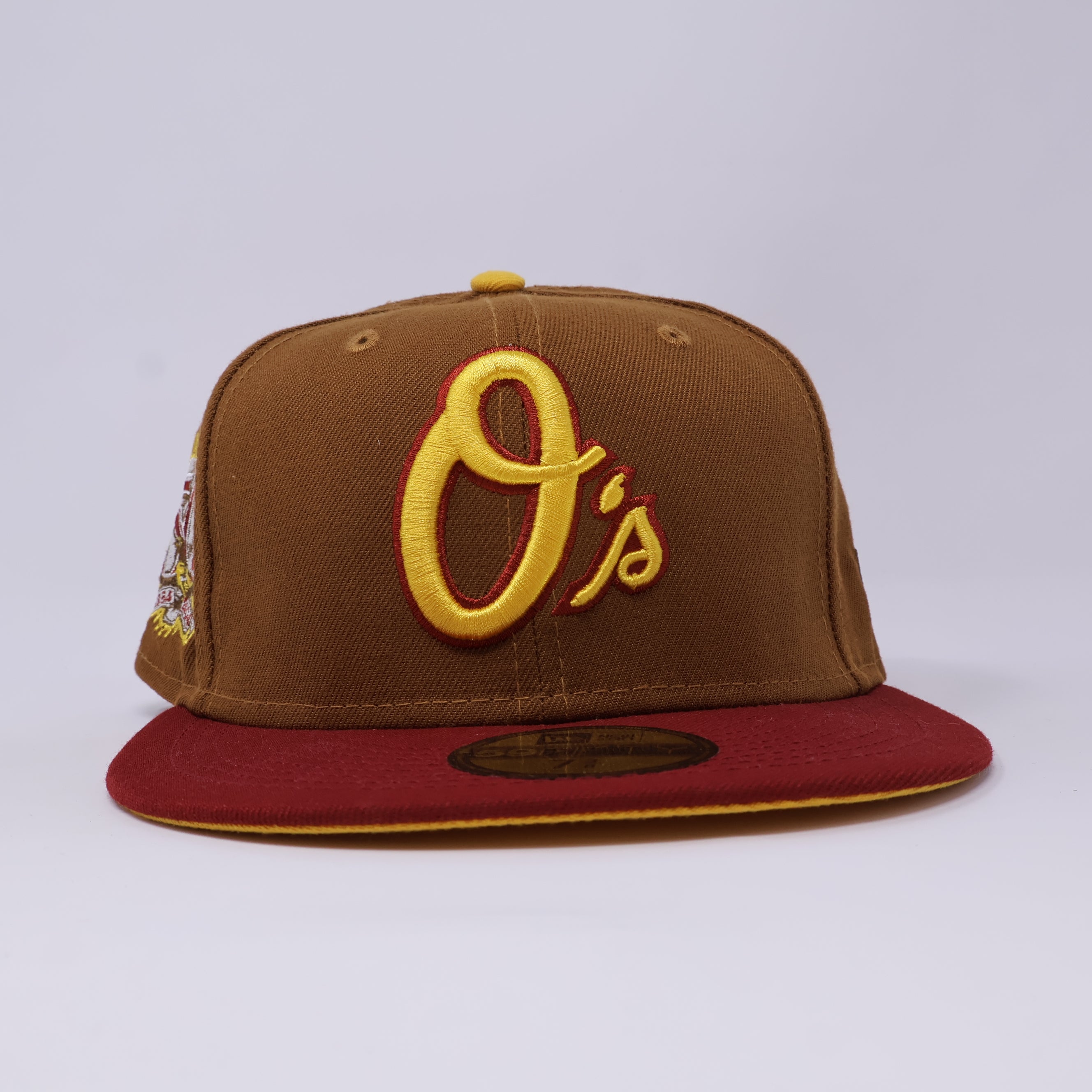 NWT 3/8 Brown Baltimore Orioles 50th Anniversary 59FIFTY New Era Fitted Hat Cap