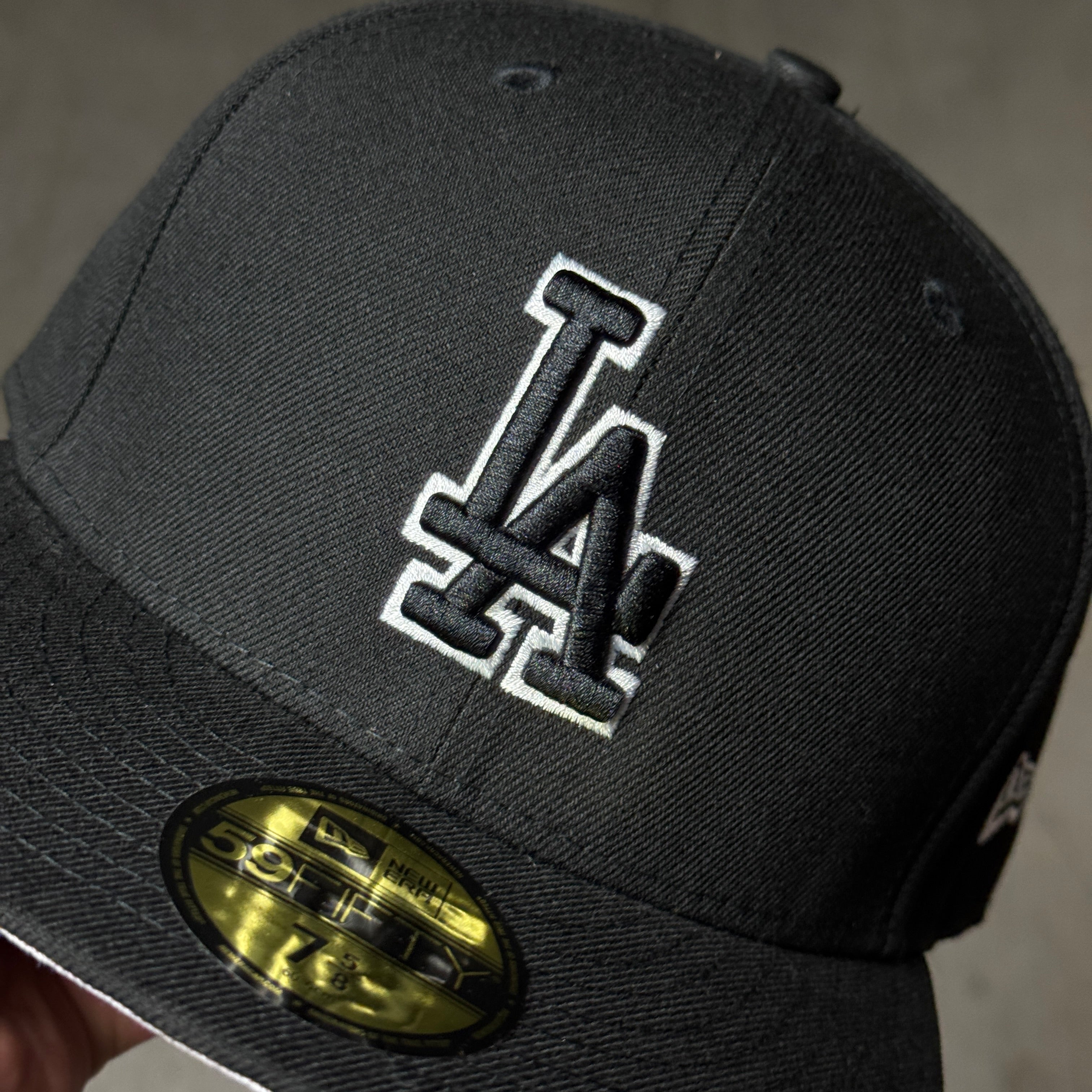 NWT 5/8 Black Los Angeles Dodgers Classic Simple Dope 59fifty New Era Fitted Hat Cap