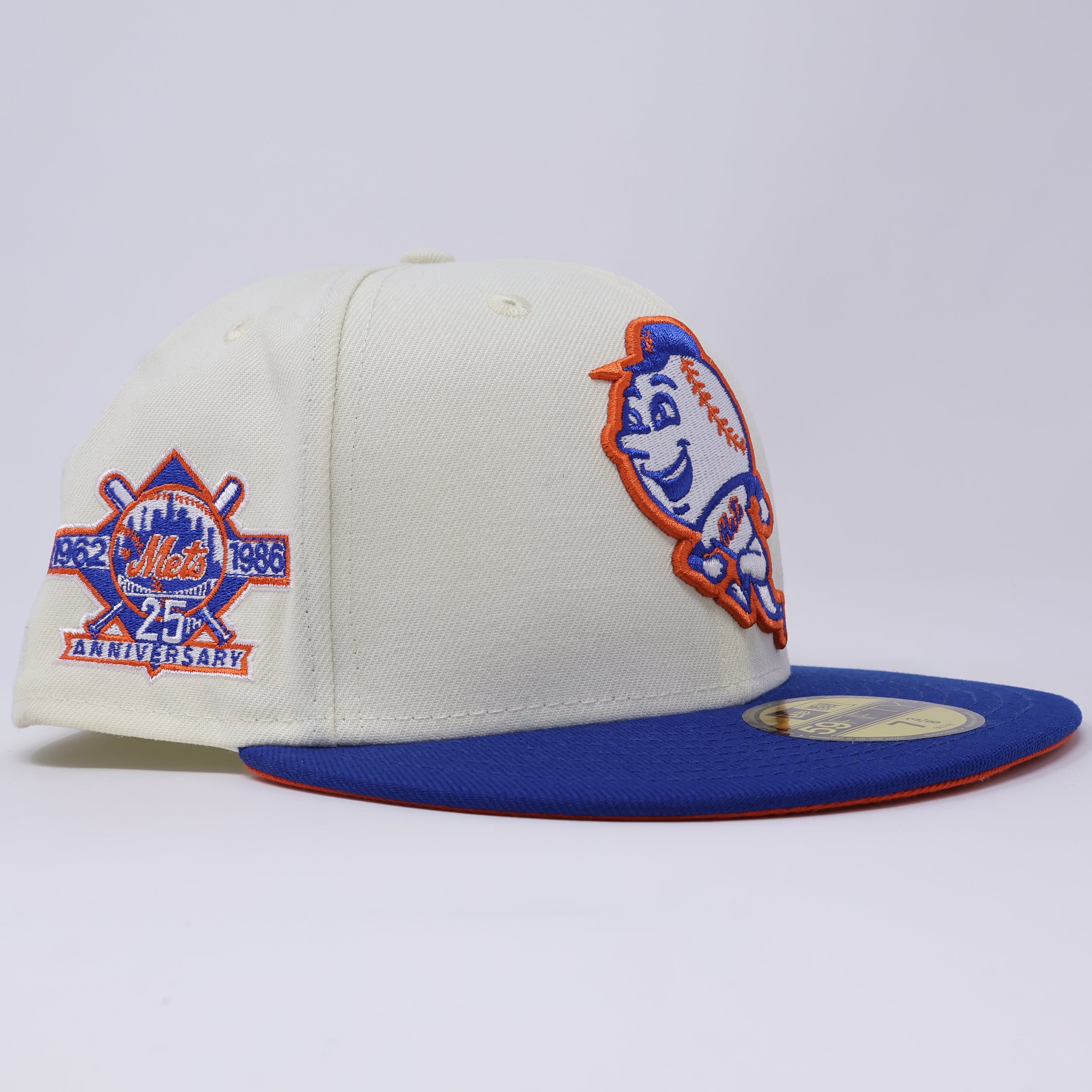 NWT 3/8 Chrome New York Mets 25th Anniversary 59fifty New Era Fitted Hat Cap