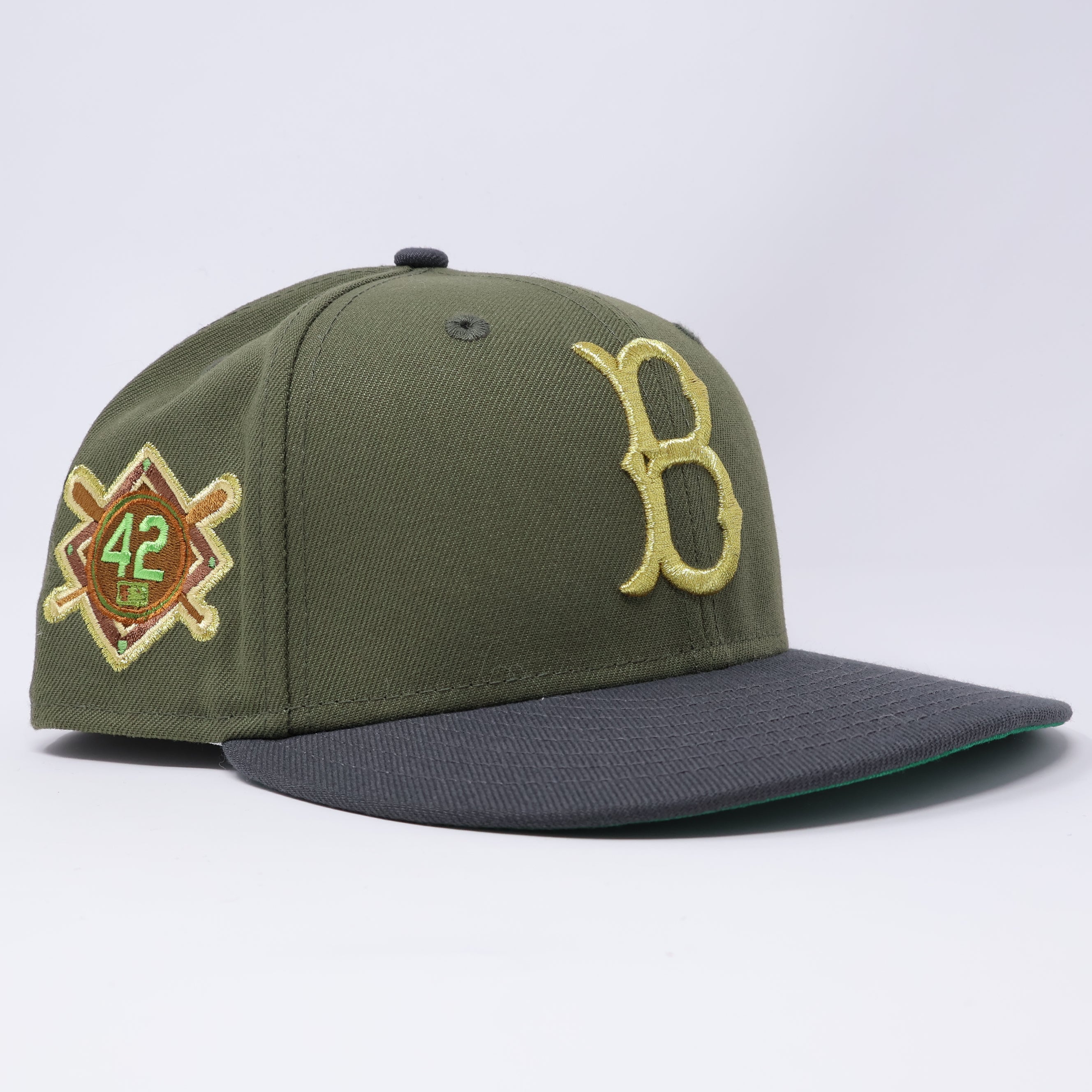 USED 1/8 Green Brooklyn Dodgers 42 59fifty New Era Fitted Hat Cap