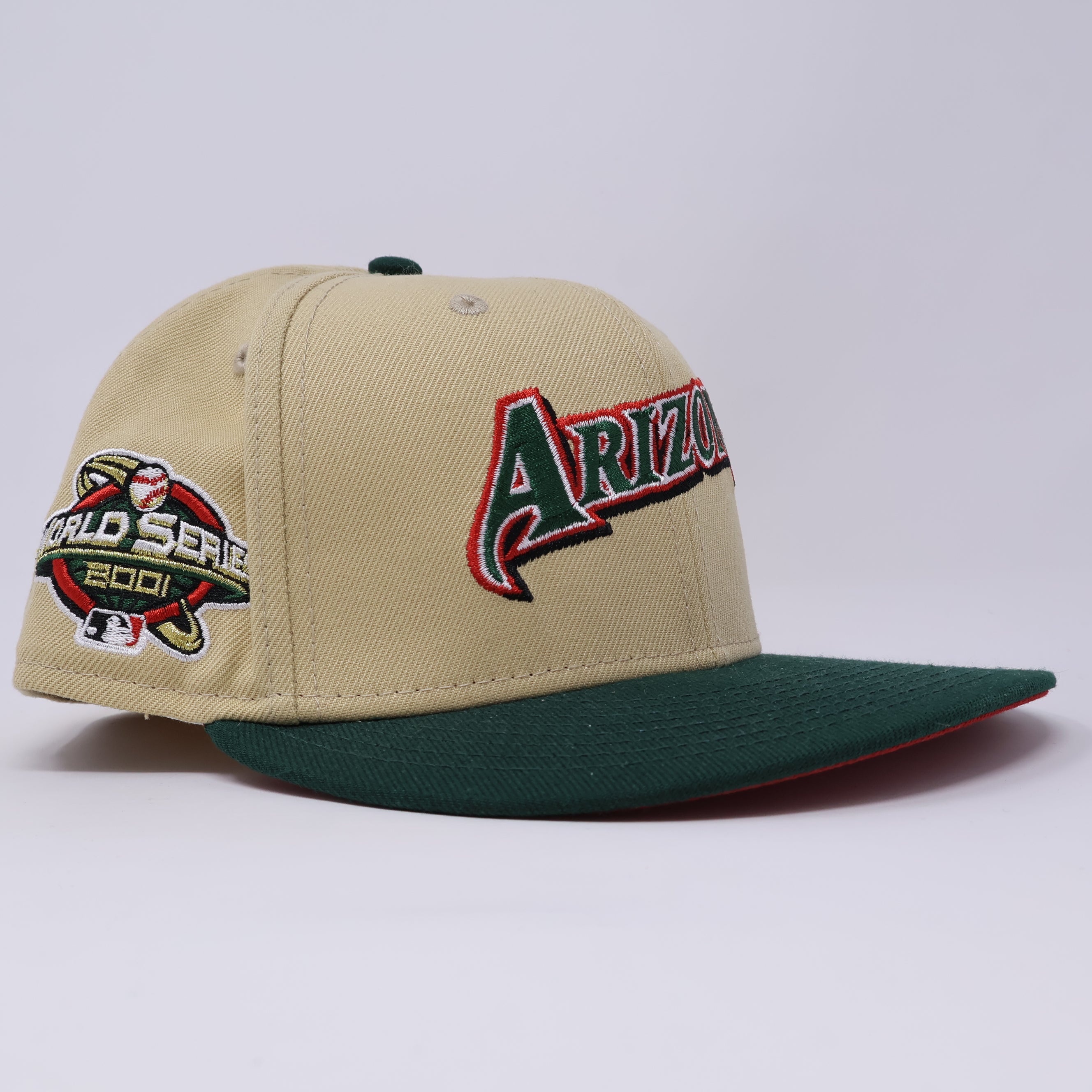USED 1/8 Khaki Arizona Diamondbacks 2001 World Series 59fifty New Era Fitted Hat Cap