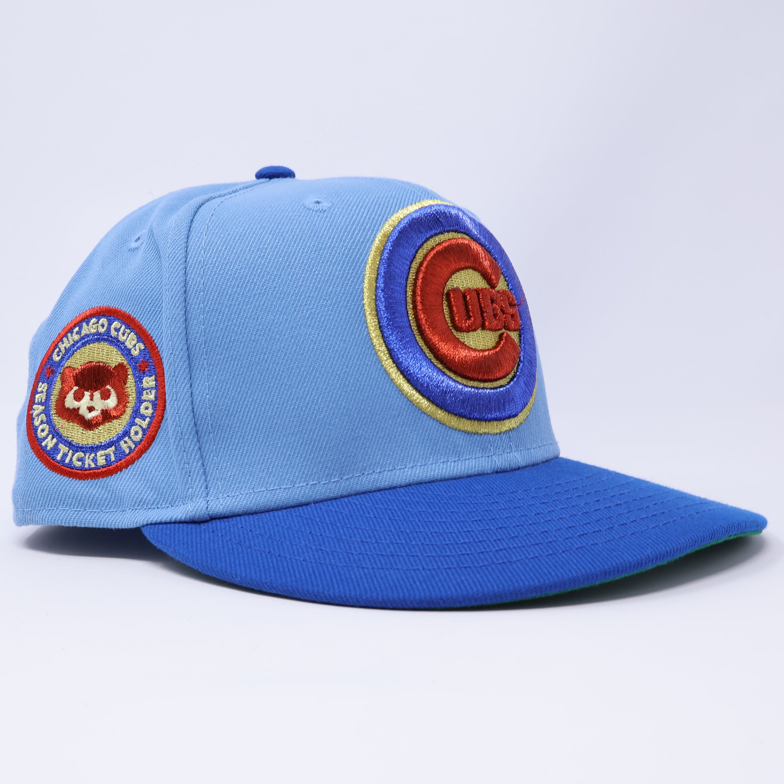 USED 1/4 Blue Chicago Cubs Season Ticket 59fifty New Era Fitted Hat Cap