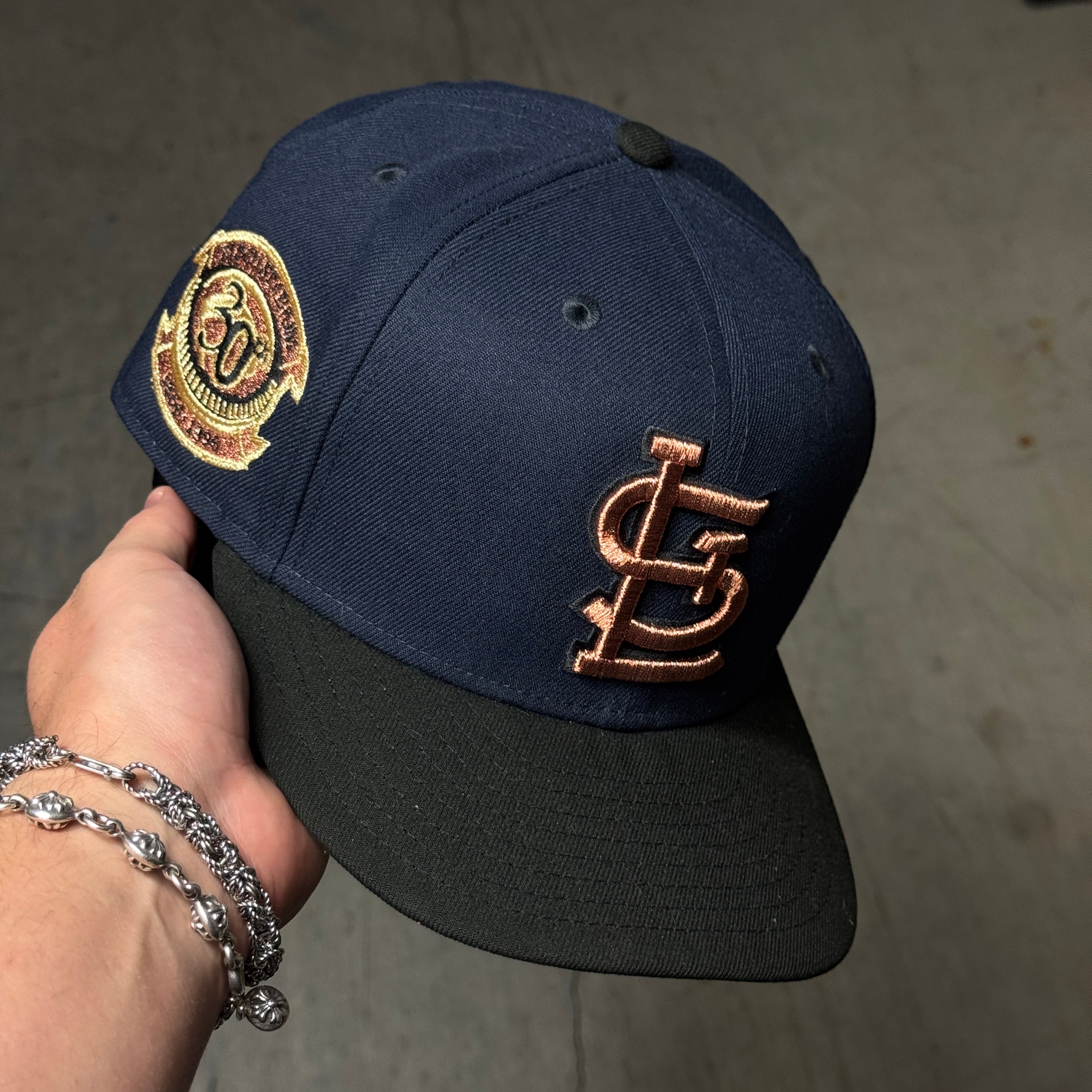 USED 1/2 Navy St. Louis Cardinals 30th Anniversary 59fifty New Era Fitted Hat Cap