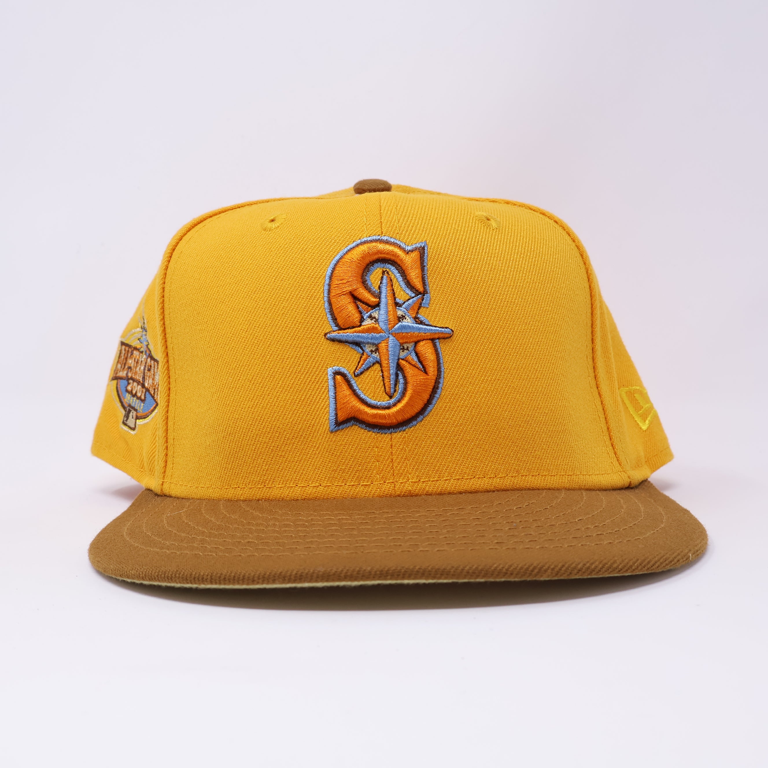 USED 3/4 Gold Seattle Mariners 2001 All Star Game 59fifty New Era Fitted Hat Cap