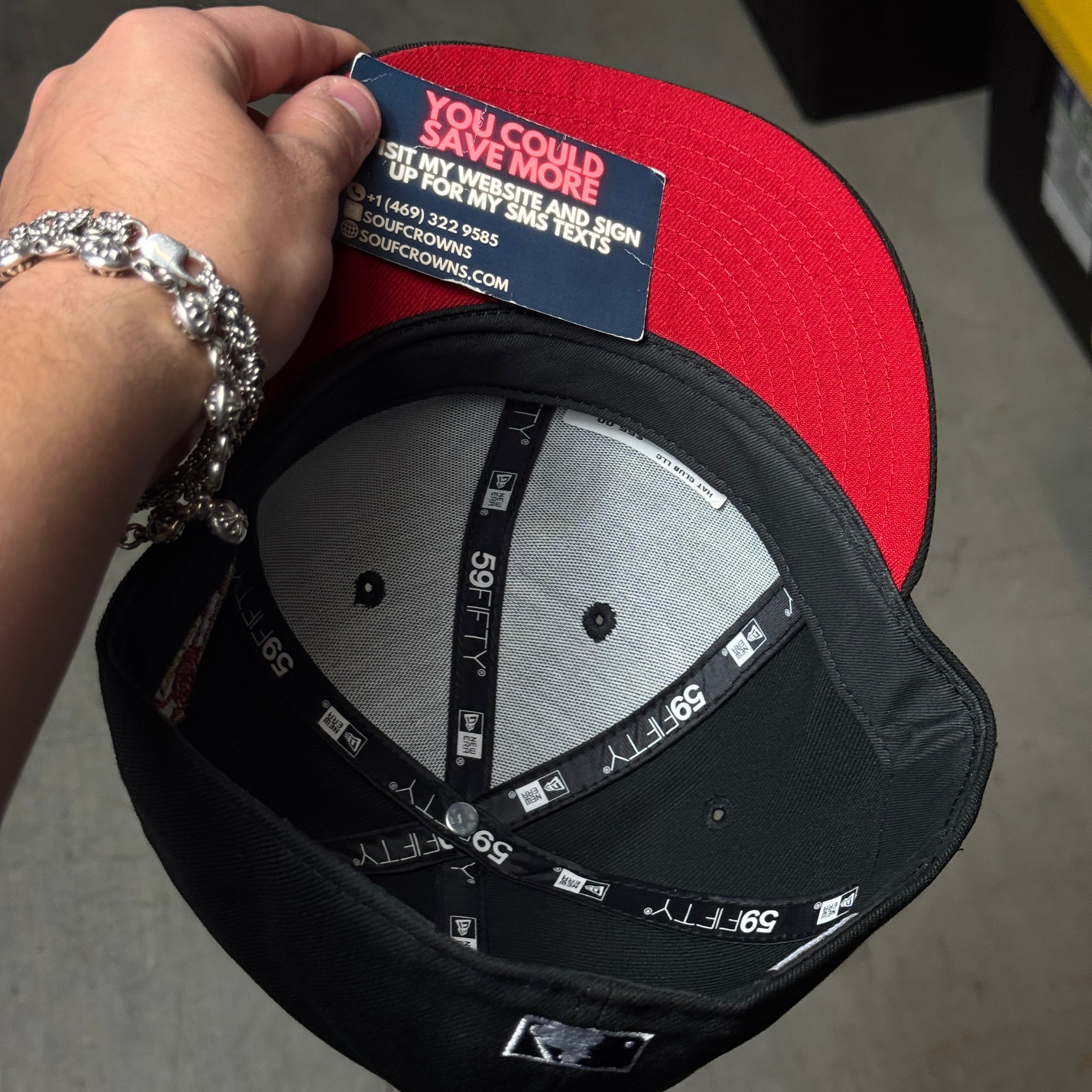 USED 1/2 Black Milwuakee Brewers 50th Anniversary 59fifty New Era Fitted Hat Cap