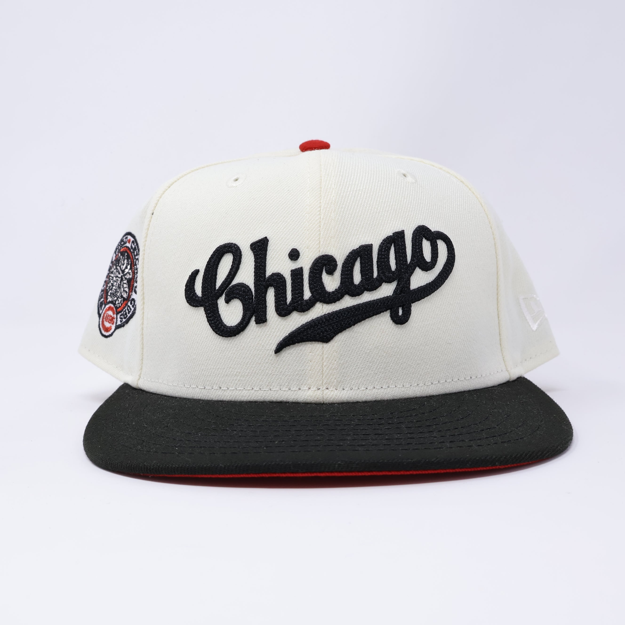 USED 3/4 Chrome Chicago Cubs Wrigley Field 59fifty New Era Fitted Hat Cap