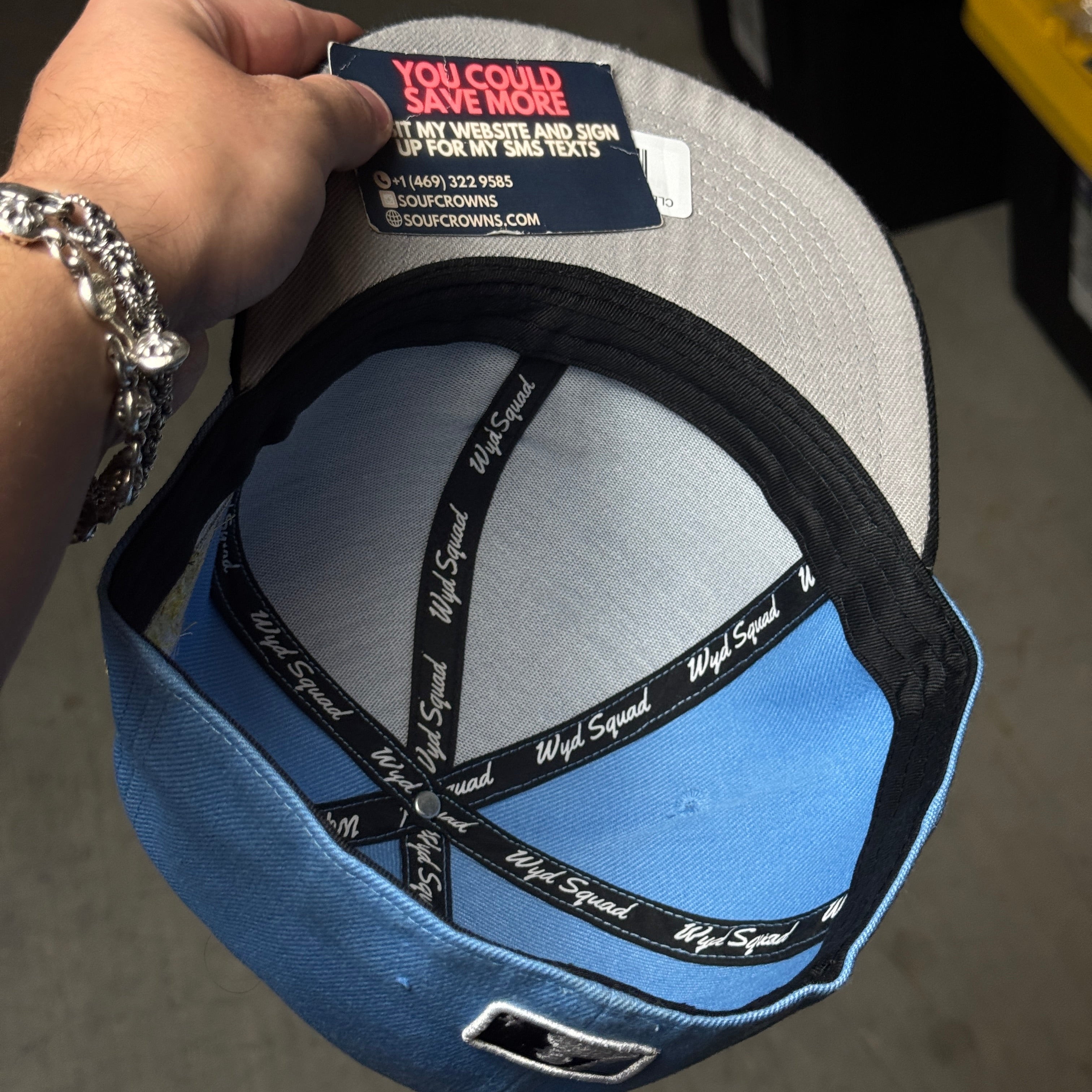 USED 5/8 CUSTOM Blue WYD Johnny Fitted Hat Cap