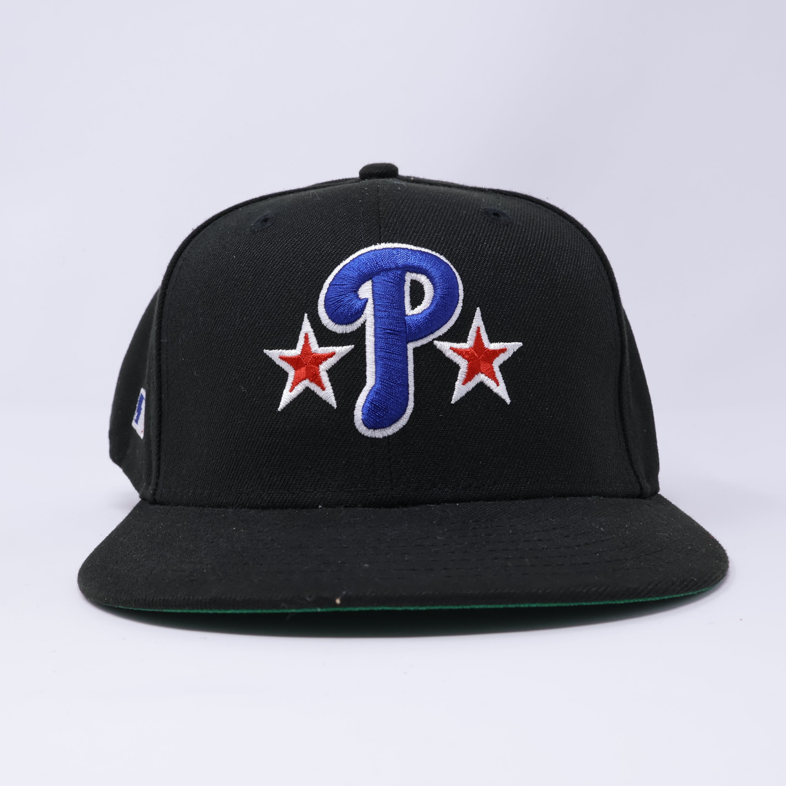 USED 5/8 Black Philadelphia Phillies MLB Logo 59fifty New Era Fitted Hat Cap