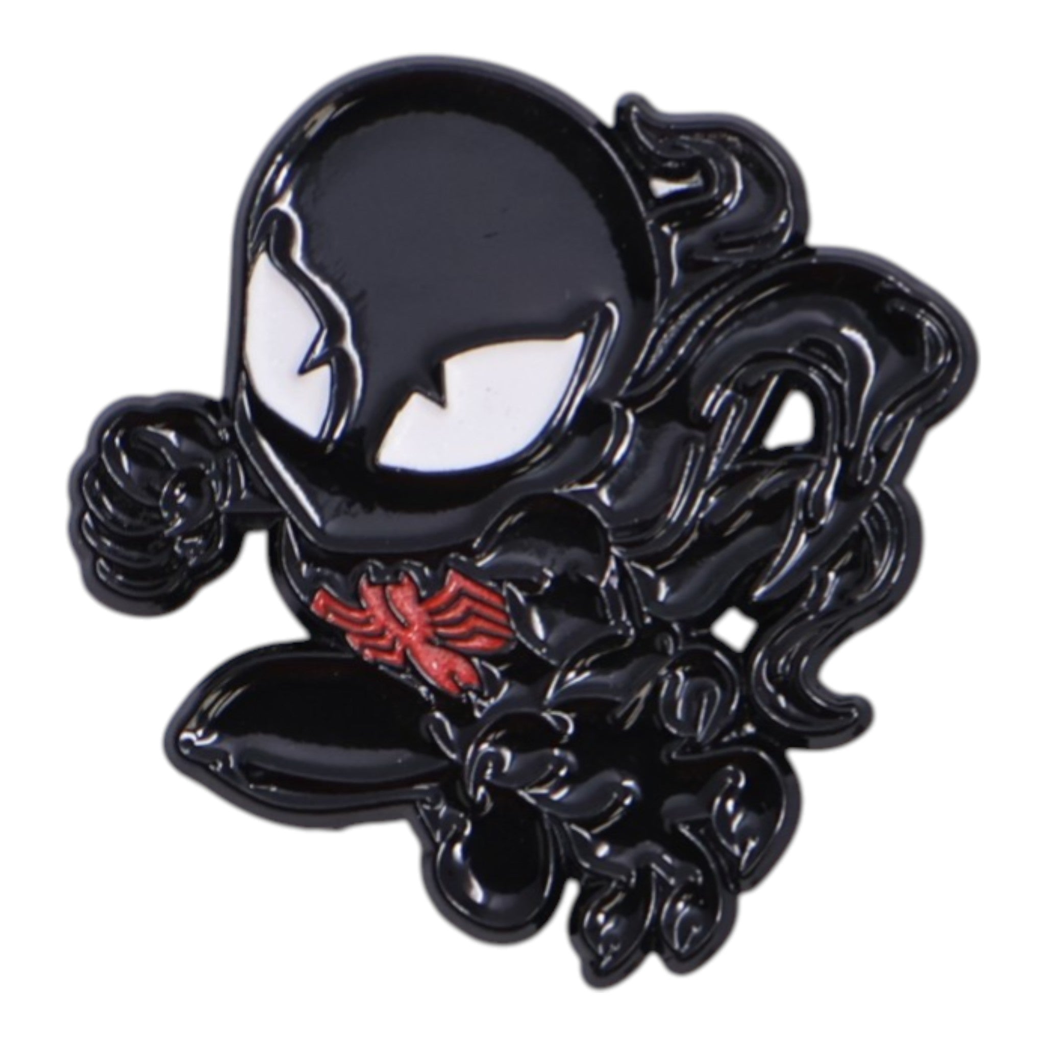 Black Suit Spider-Man Chibi Red Spider Man Logo Graphic Pin
