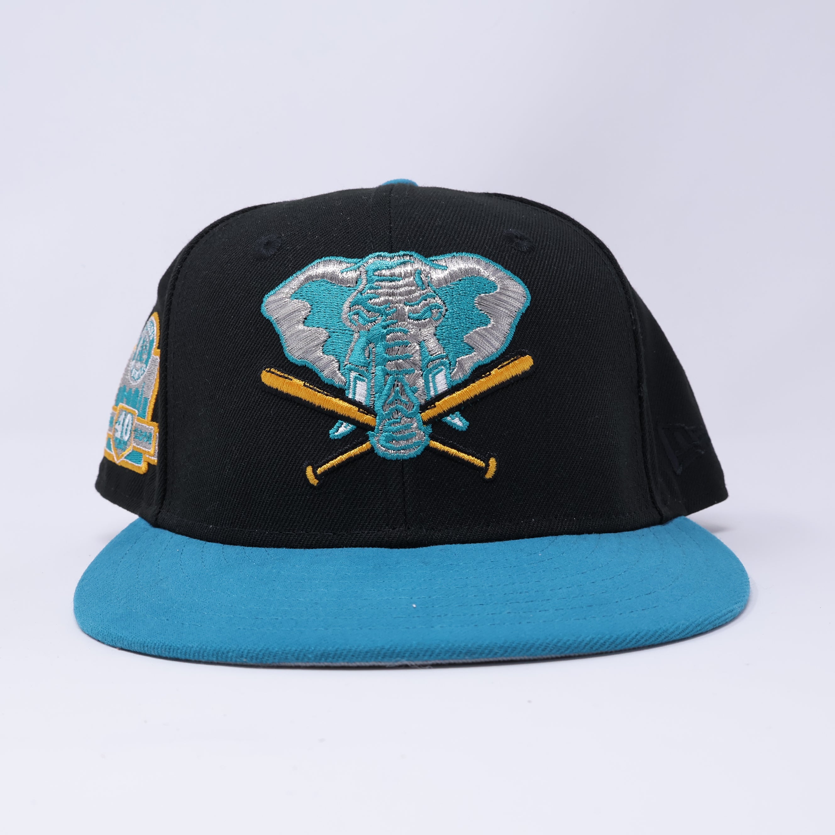 USED 5/8 Black Oakland Athletics 40th Anniversary 59fifty New Era Fitted Hat Cap