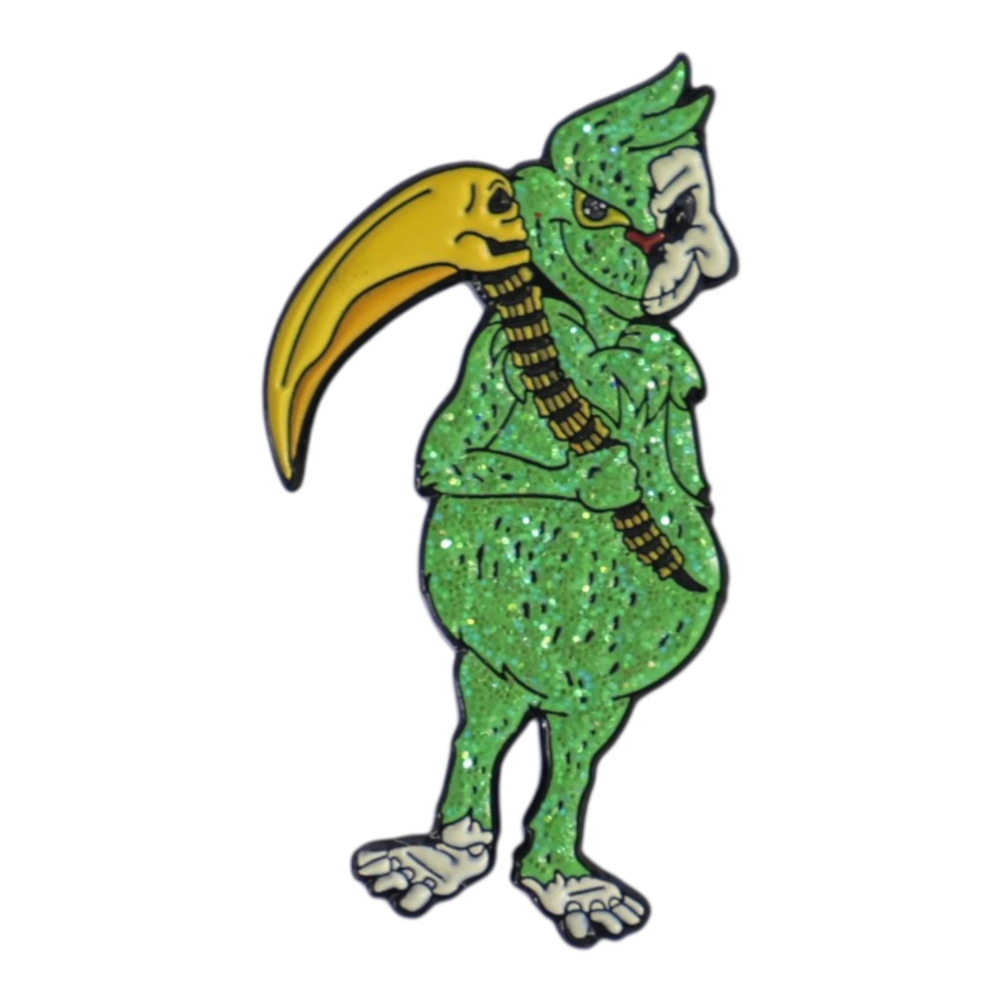 Green Grinch Skeleton Christmas Graphic Pin