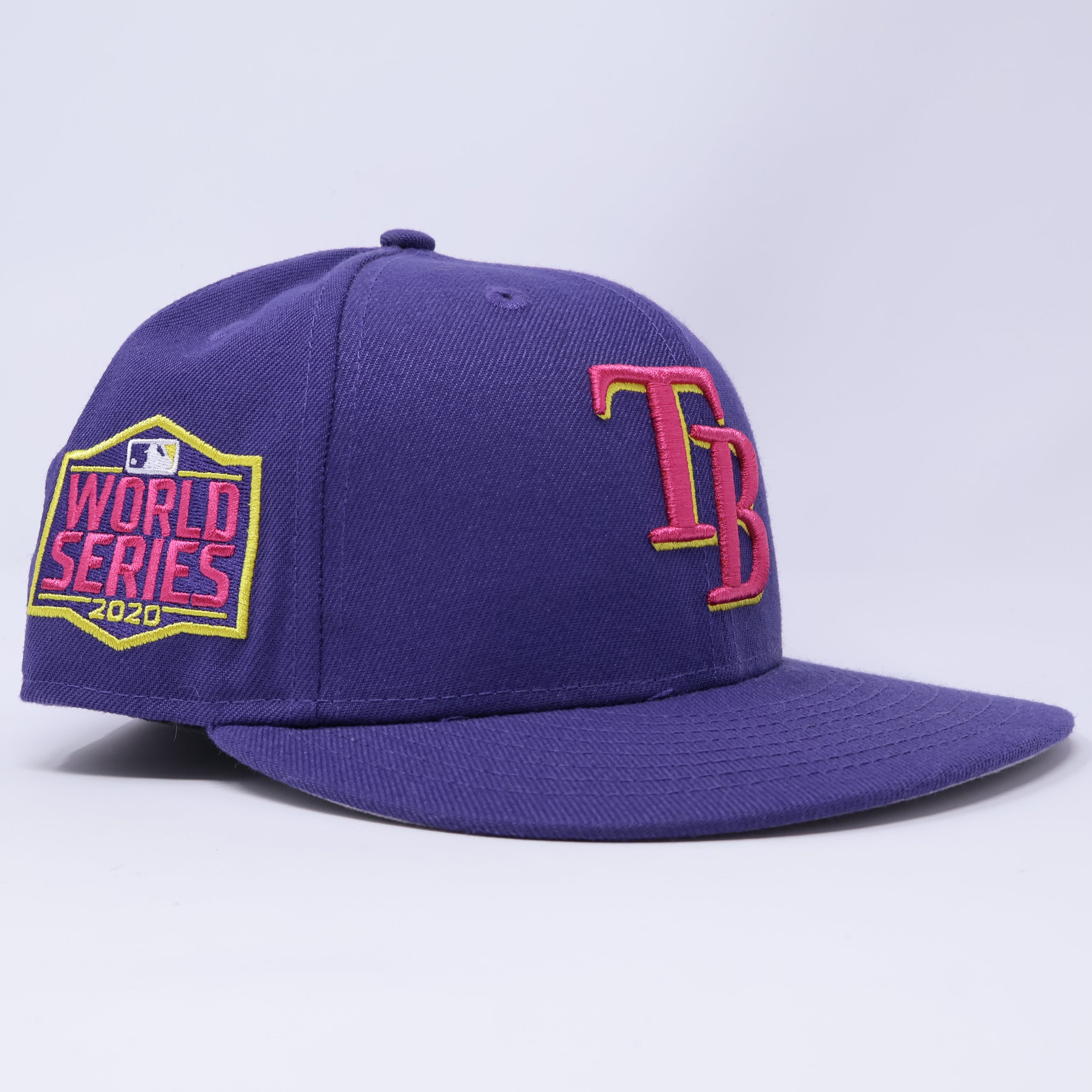 USED 1/8 Purple Tampa Bay Devil Rays 2020 World Series 59fifty New Era Fitted Hat Cap