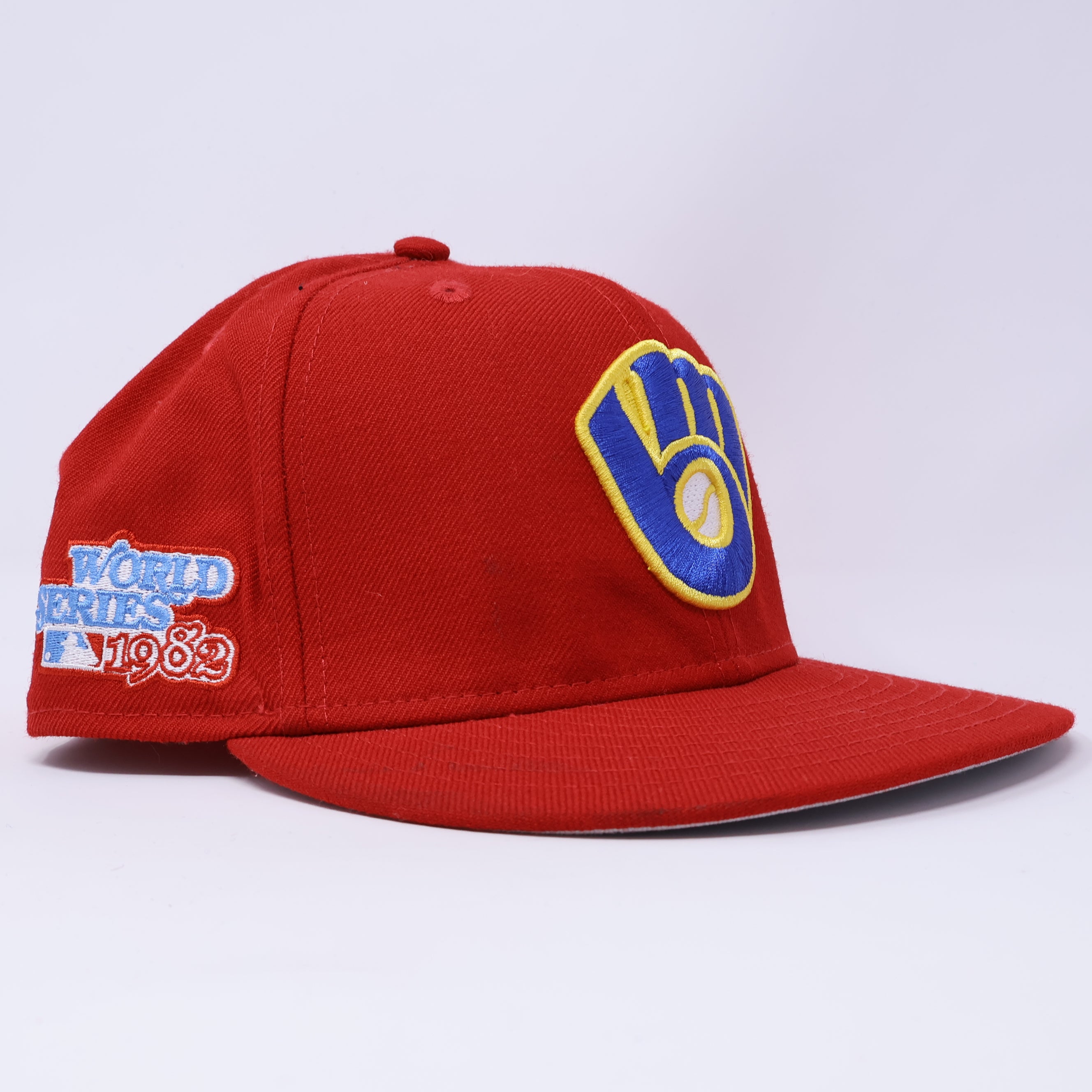 USED 7 Red Milwaukee Brewers 1982 World Series 59fifty New Era Fitted Hat