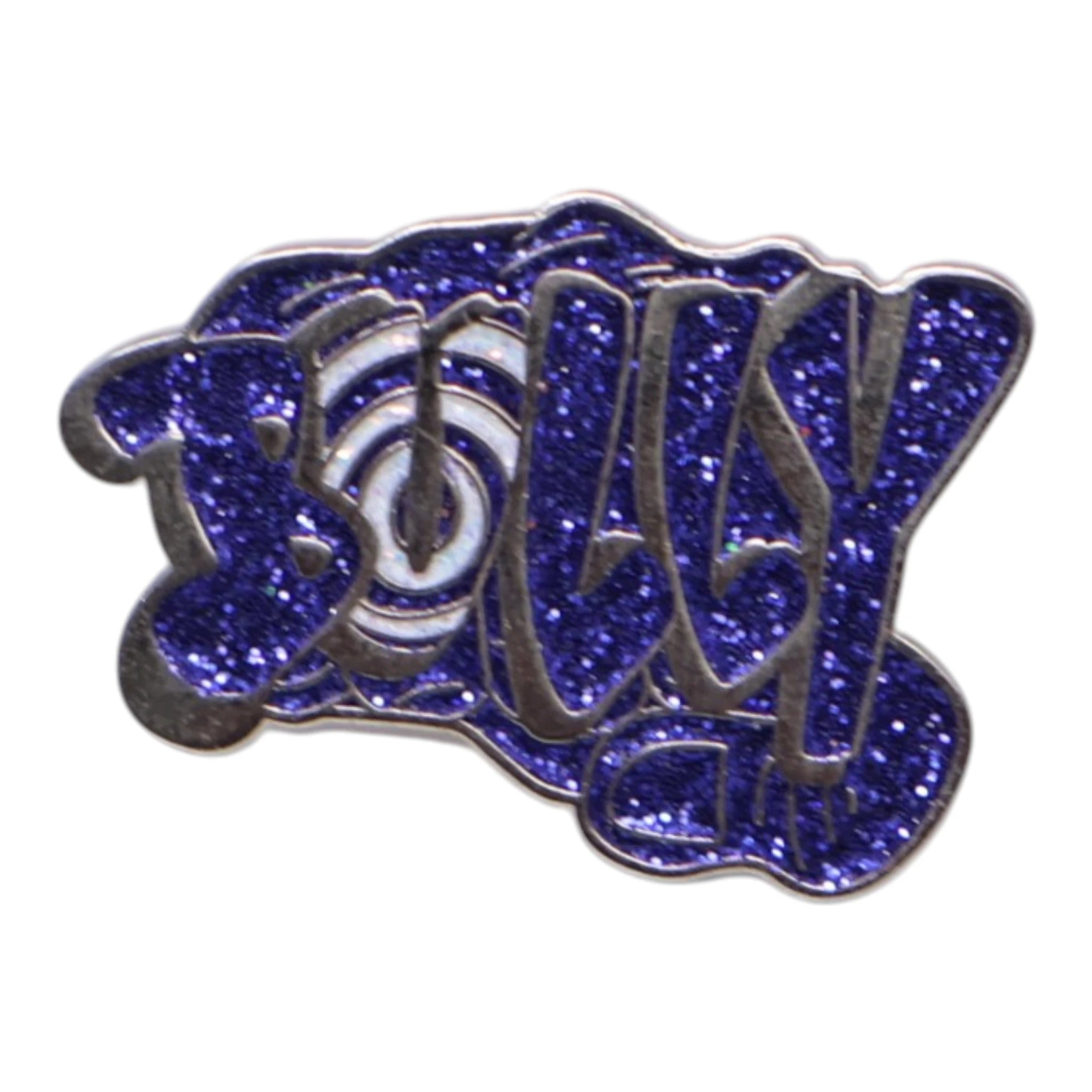 BULLY Silver Plating / Dark Navy Glitter Graphic Pin