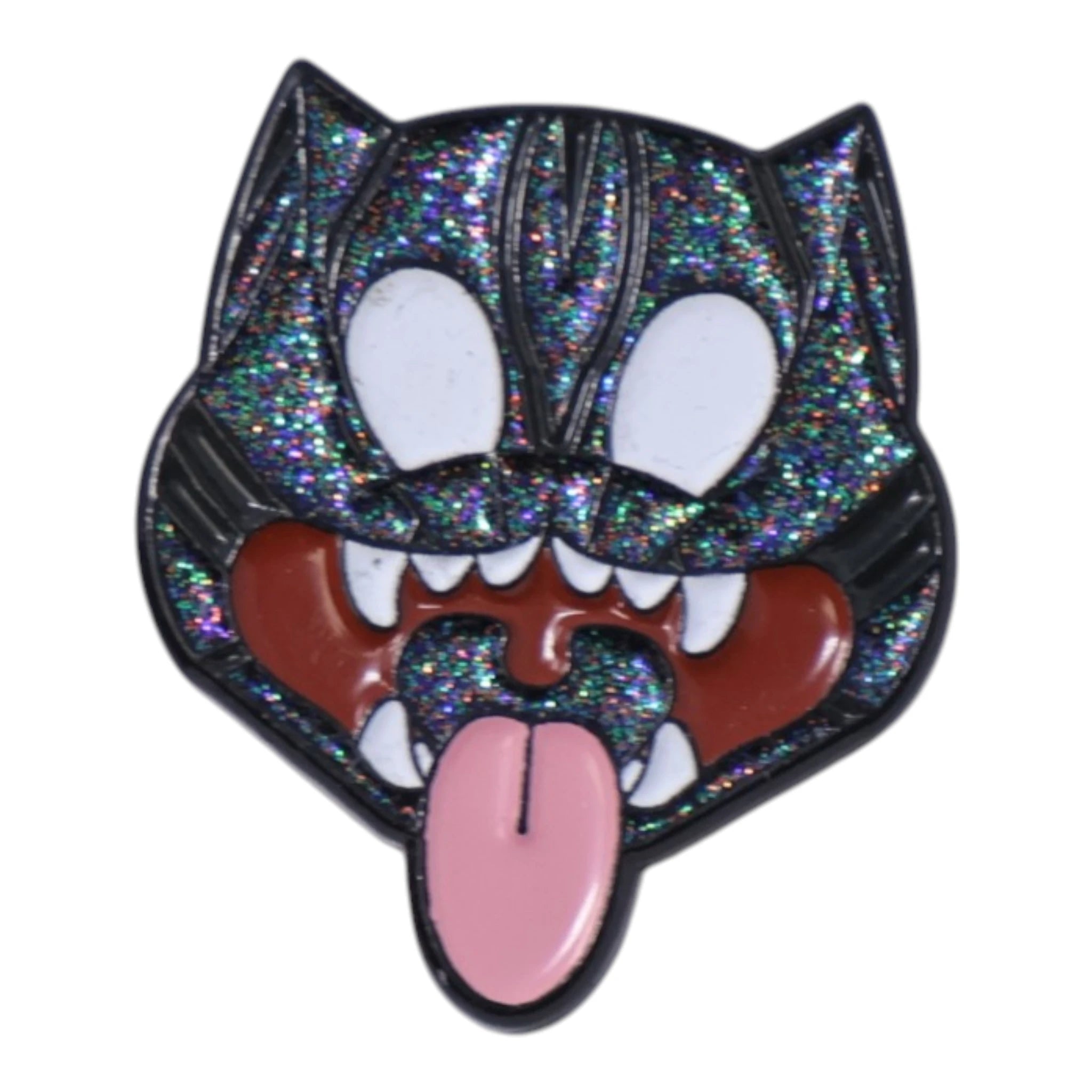 Black Cat Face Graphic Pin