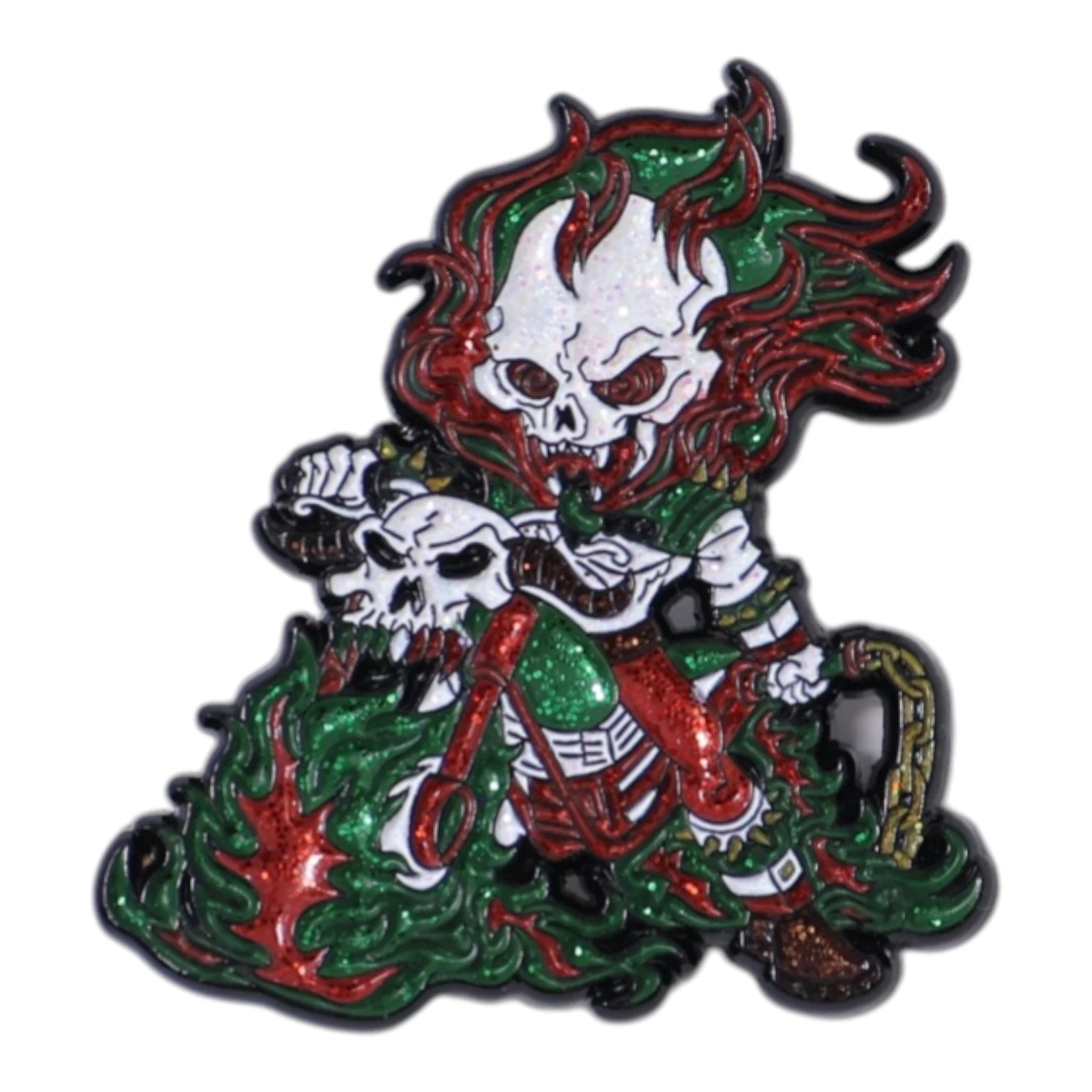 Ghost Rider Motorcycle Red/Green Graphic Pin
