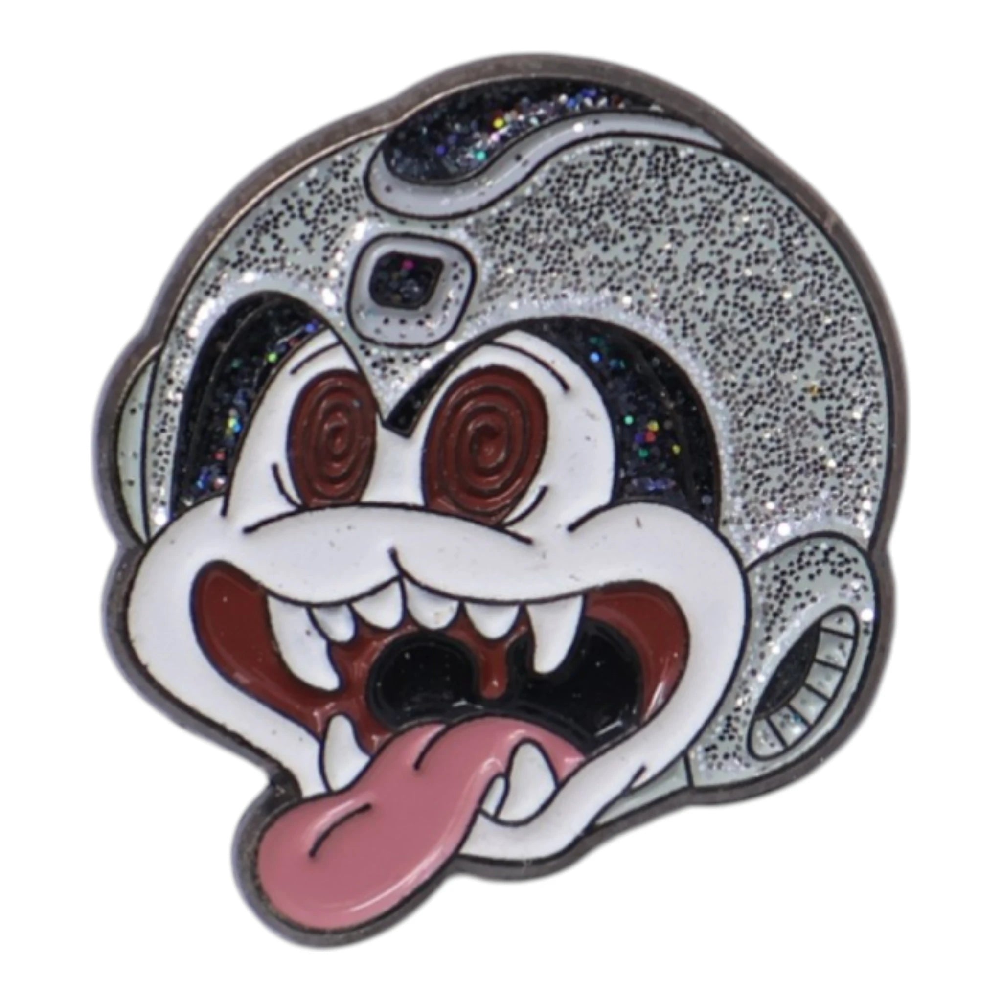 Crazy Face Silver Irisdescent Plating Graphic Pin
