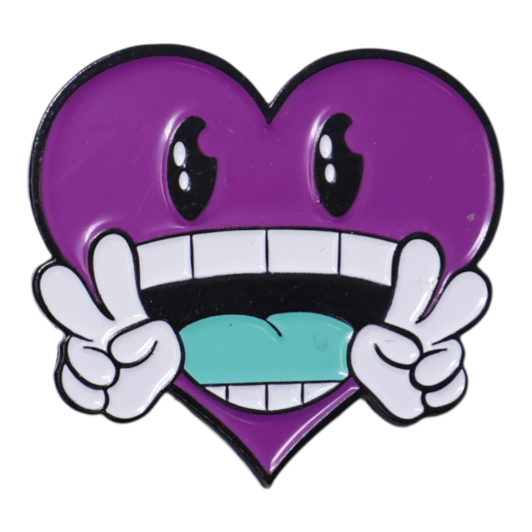 Large Purple Heart Peace Sign Graphic Pin