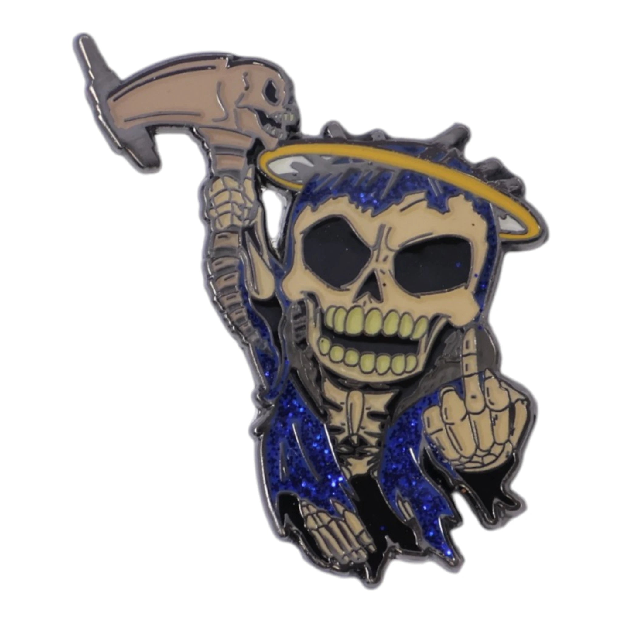 Blue Skeleton F Your Feelings Graphic Pin