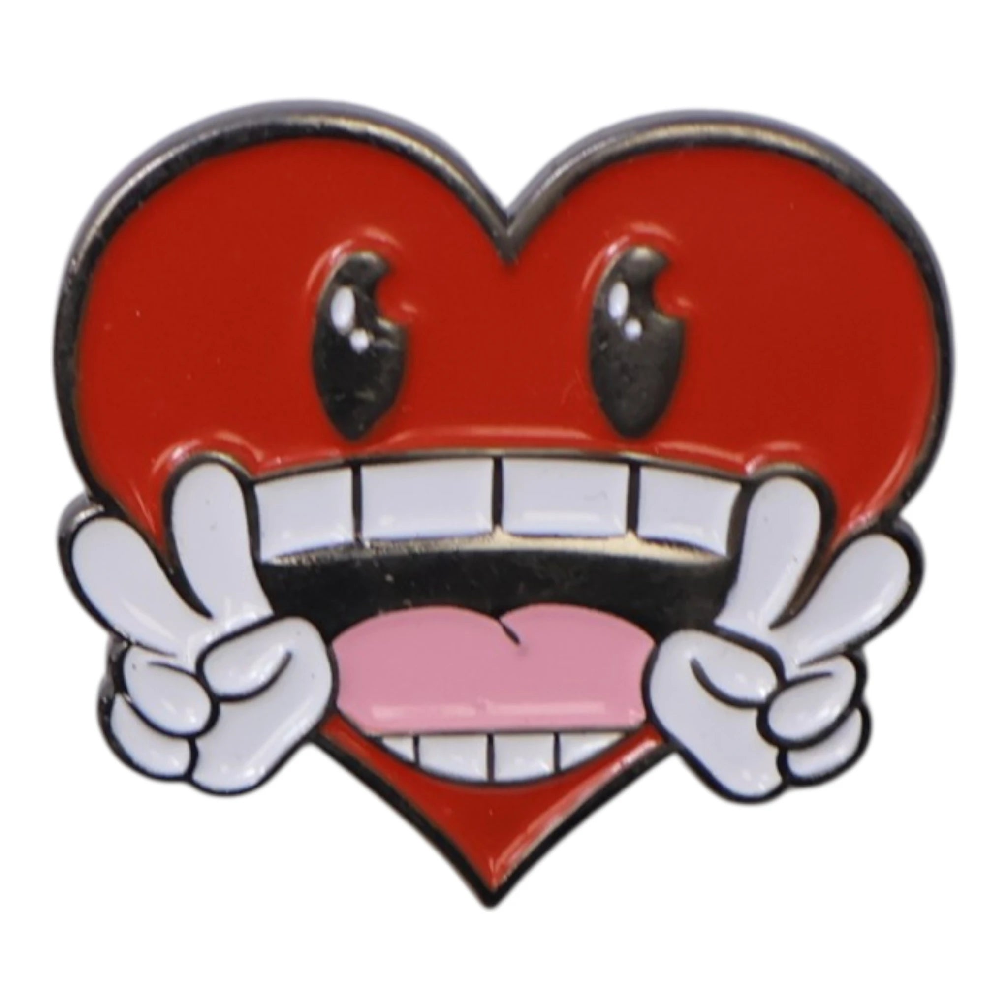 Red Heart Peace Sign Graphic Pin