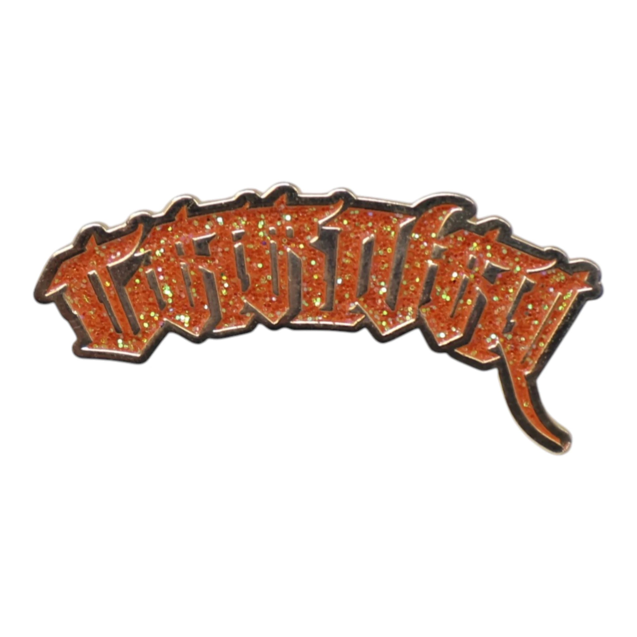 Orange "CARNAL" Script Pin
