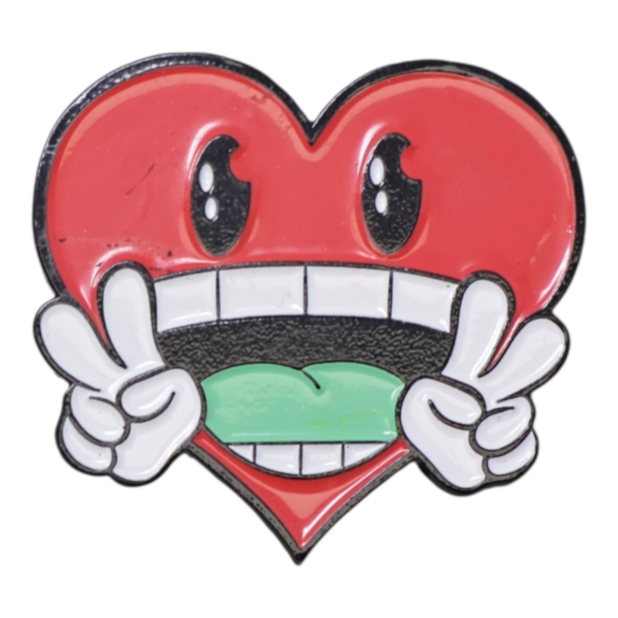 Large Red Heart Peace Sign Graphic Pin