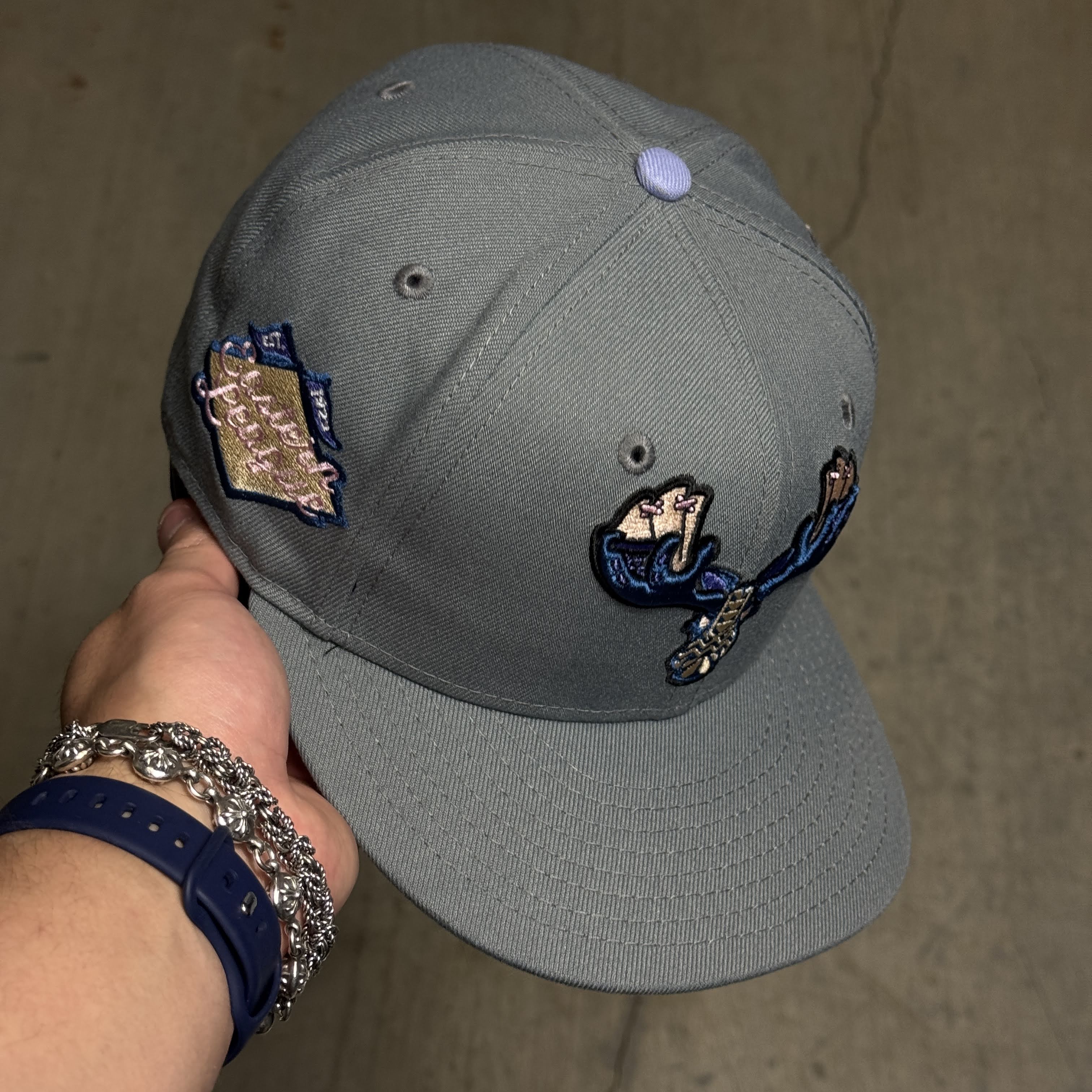 USED 1/8 Gray Portland Sea Dogs Minor League 59fifty New Era Fitted Hat Cap