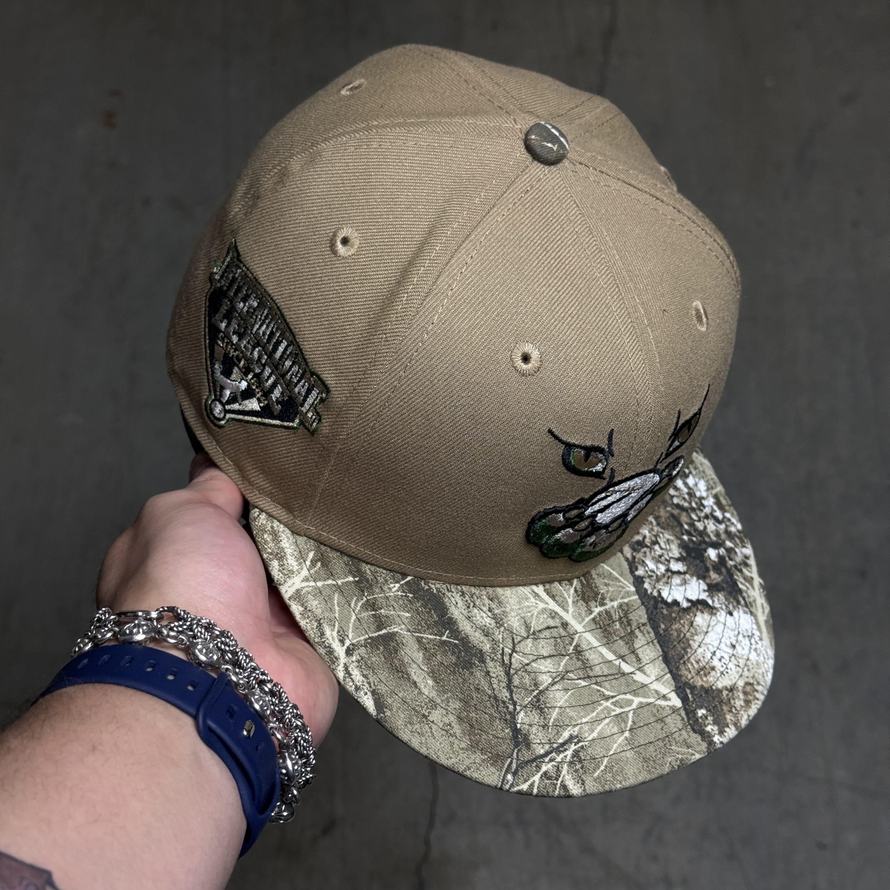 USED 1/8 Khaki Ottawa Lynx Minor League 59fifty New Era Fitted Hat Cap