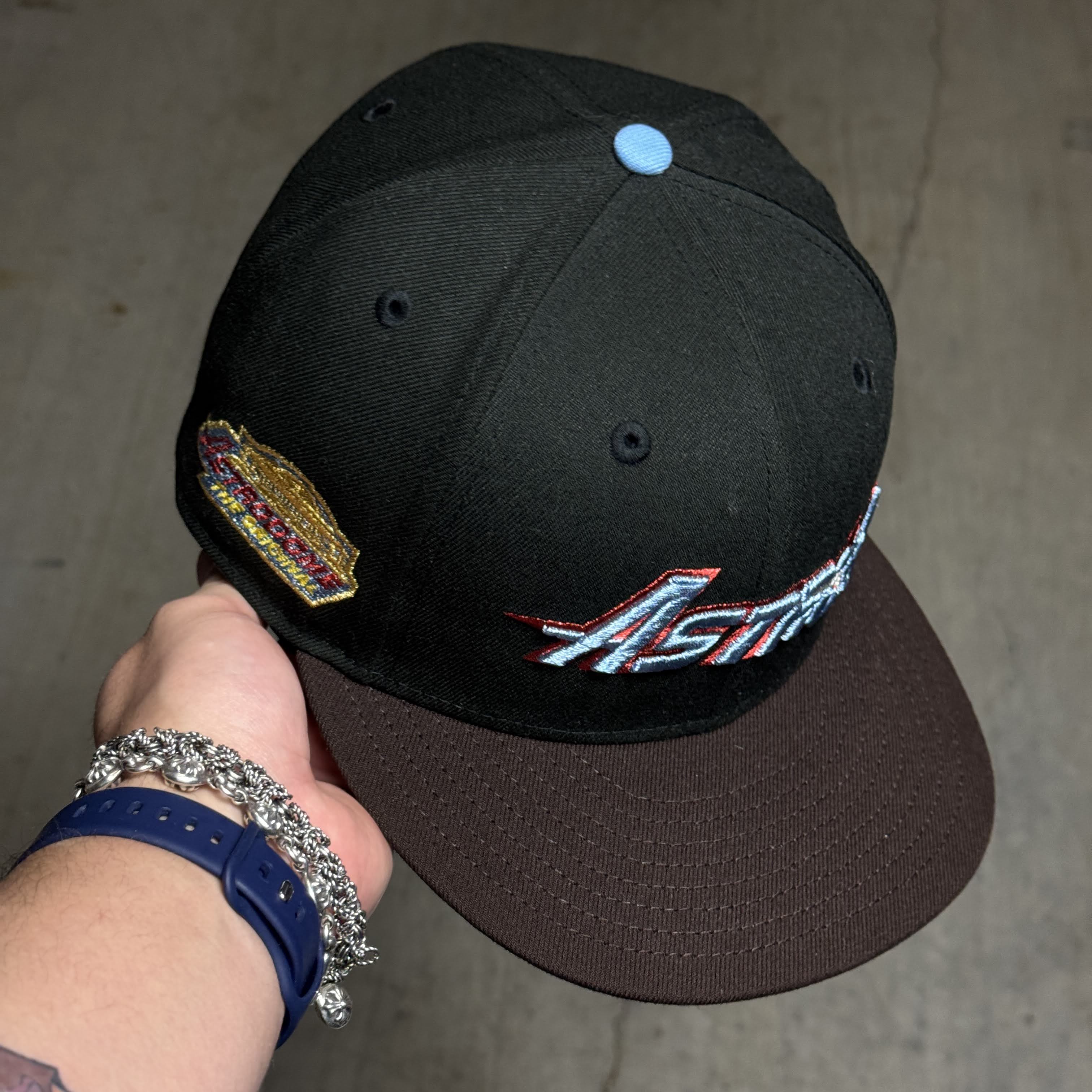 USED 3/8 Black Houston Astros The Astrodome 59fifty New Era Fitted Hat Cap