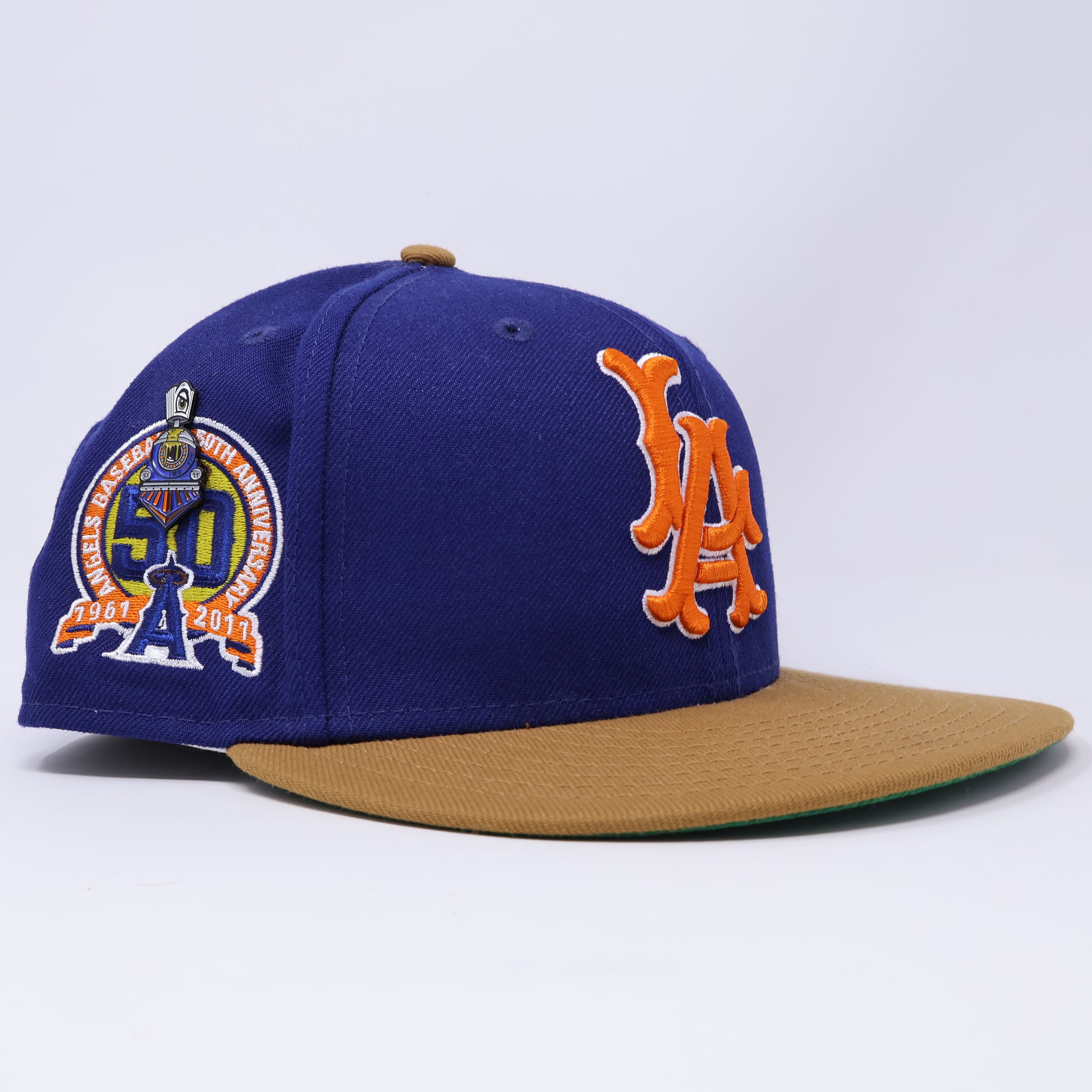 USED 1/2 Blue Los Angeles Angels 50th Anniversary 59fifty New Era Fitted Hat Cap