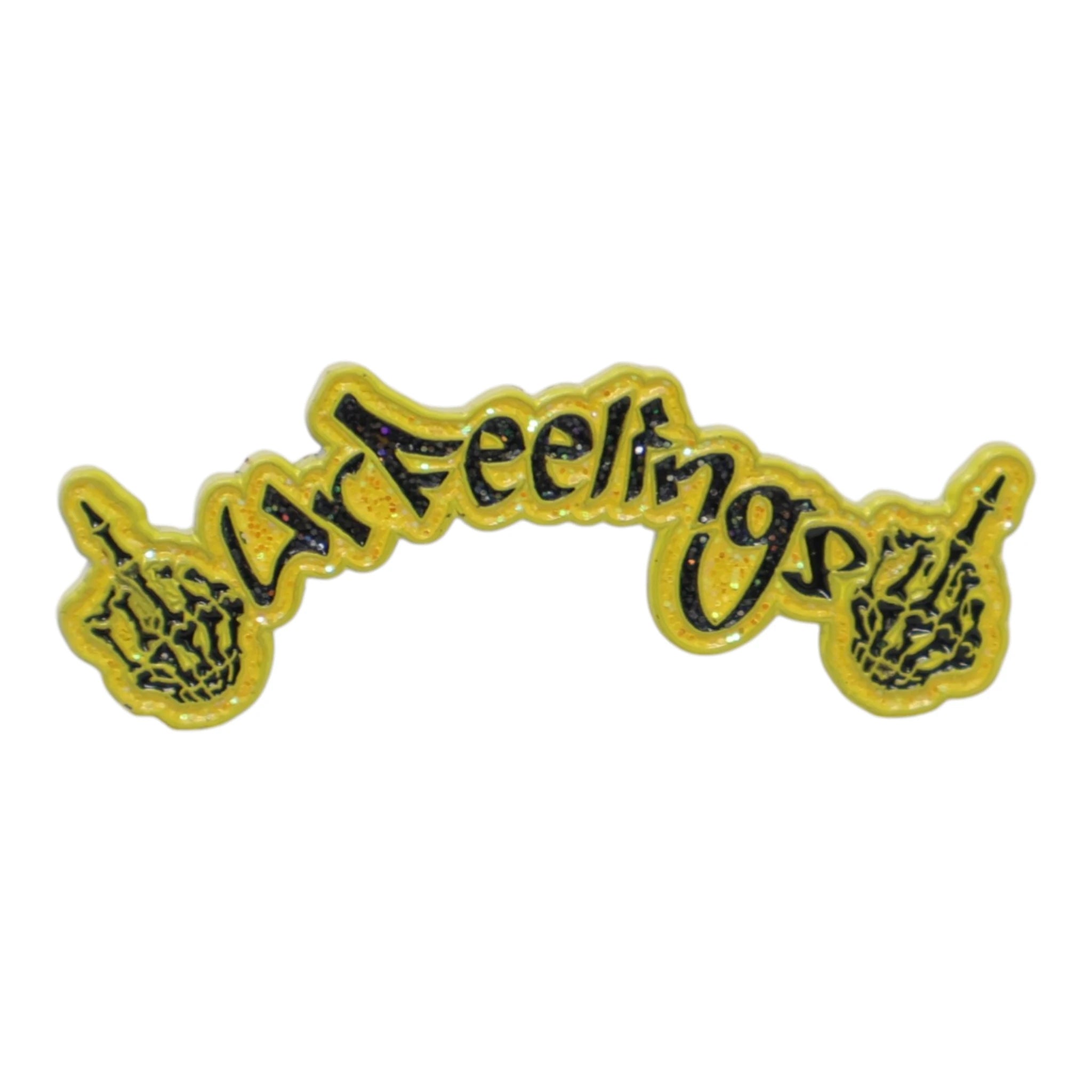 Yellow/Black F Your Feelings Script Pin