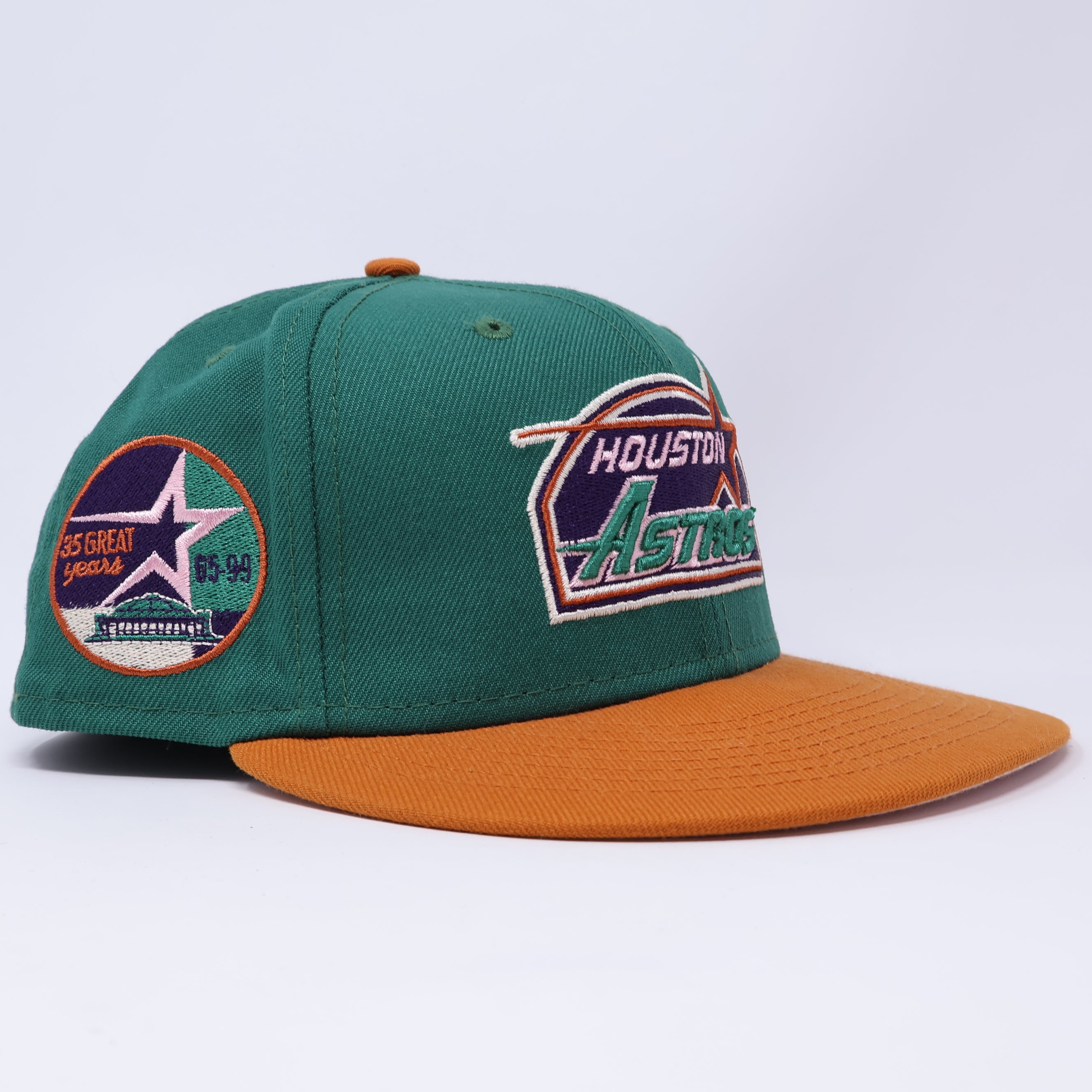 USED 1/2 Green Houston Astros 35 Great Years 59fifty New Era Fitted Hat Cap