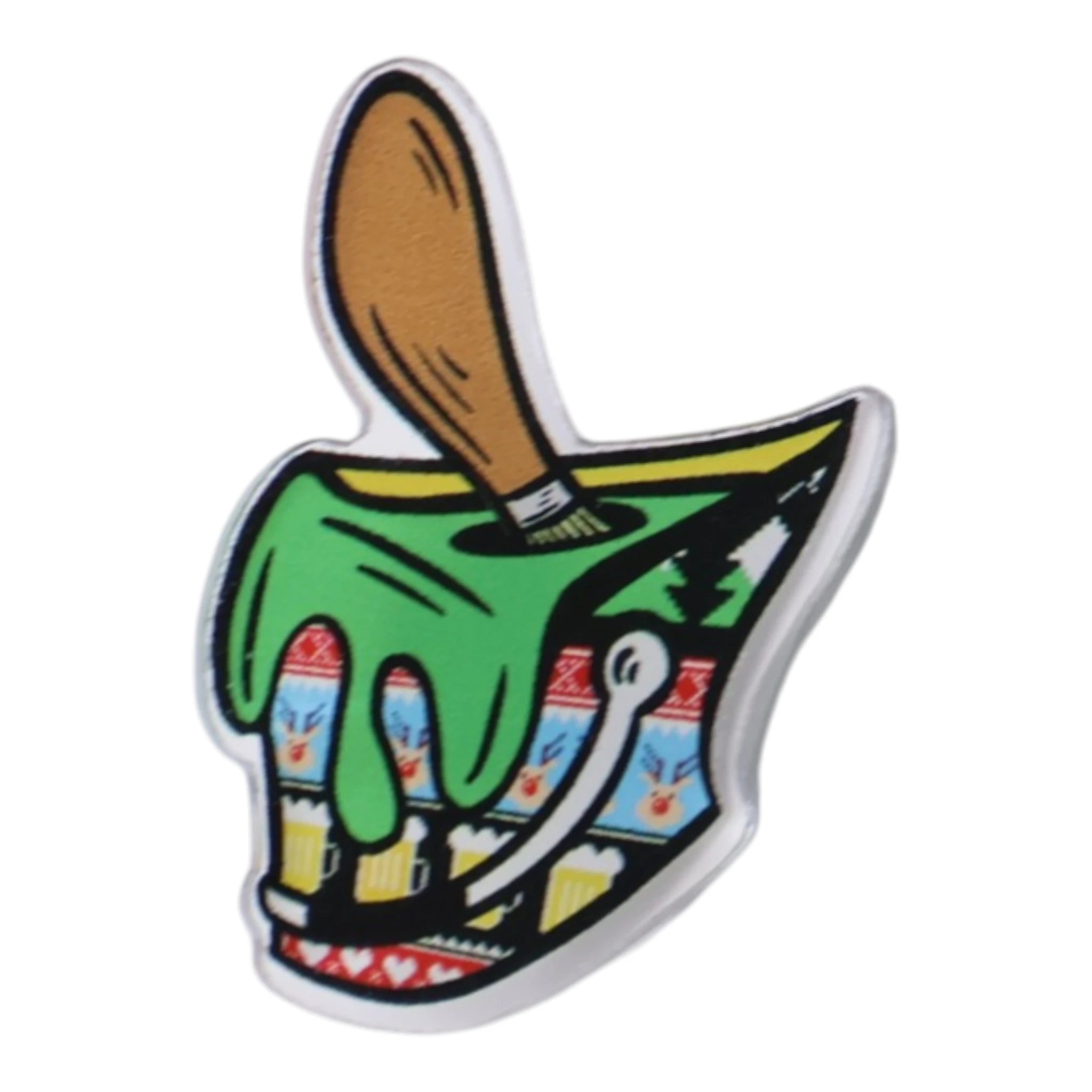 Ugly Christmas Sweater Acrylic Paint Bucket Umbrella Heights Graphic Pin