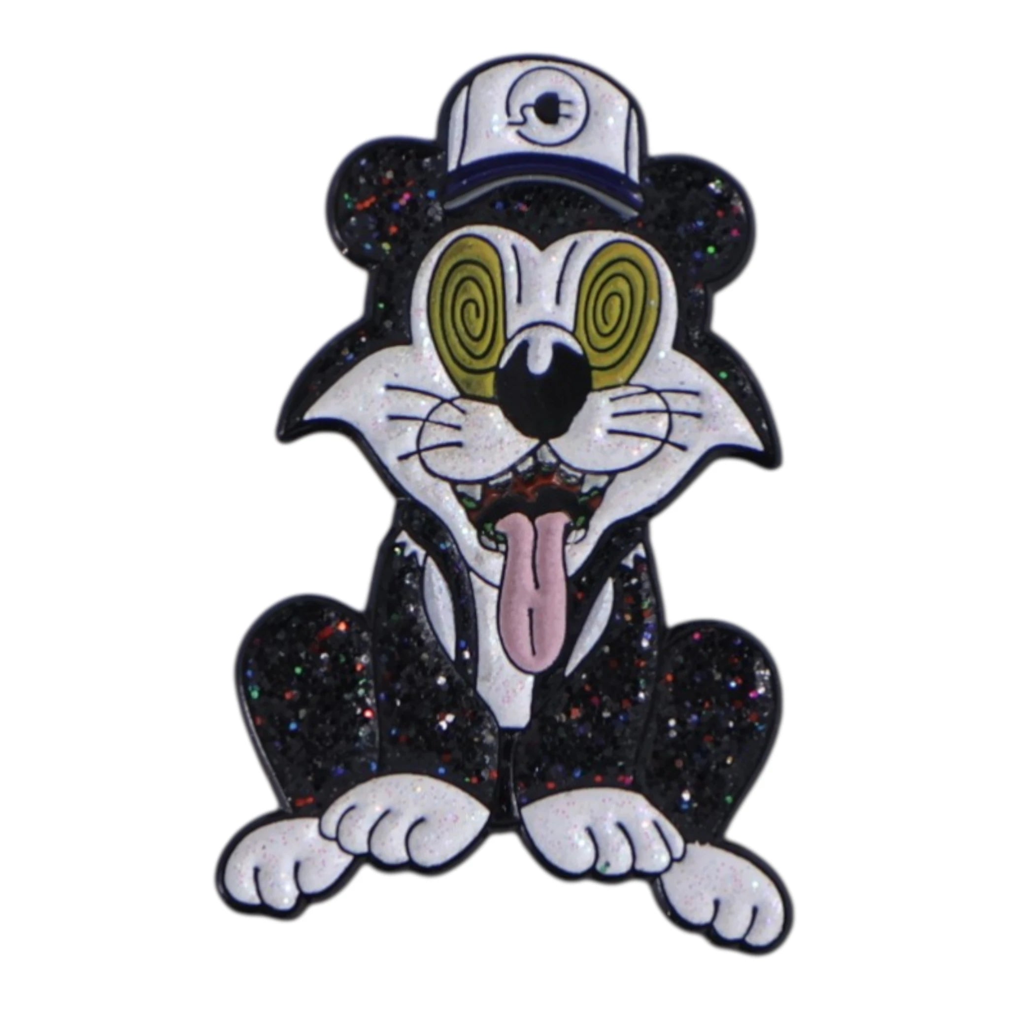 Psyco Cat Black (White Cap) Graphic Pin