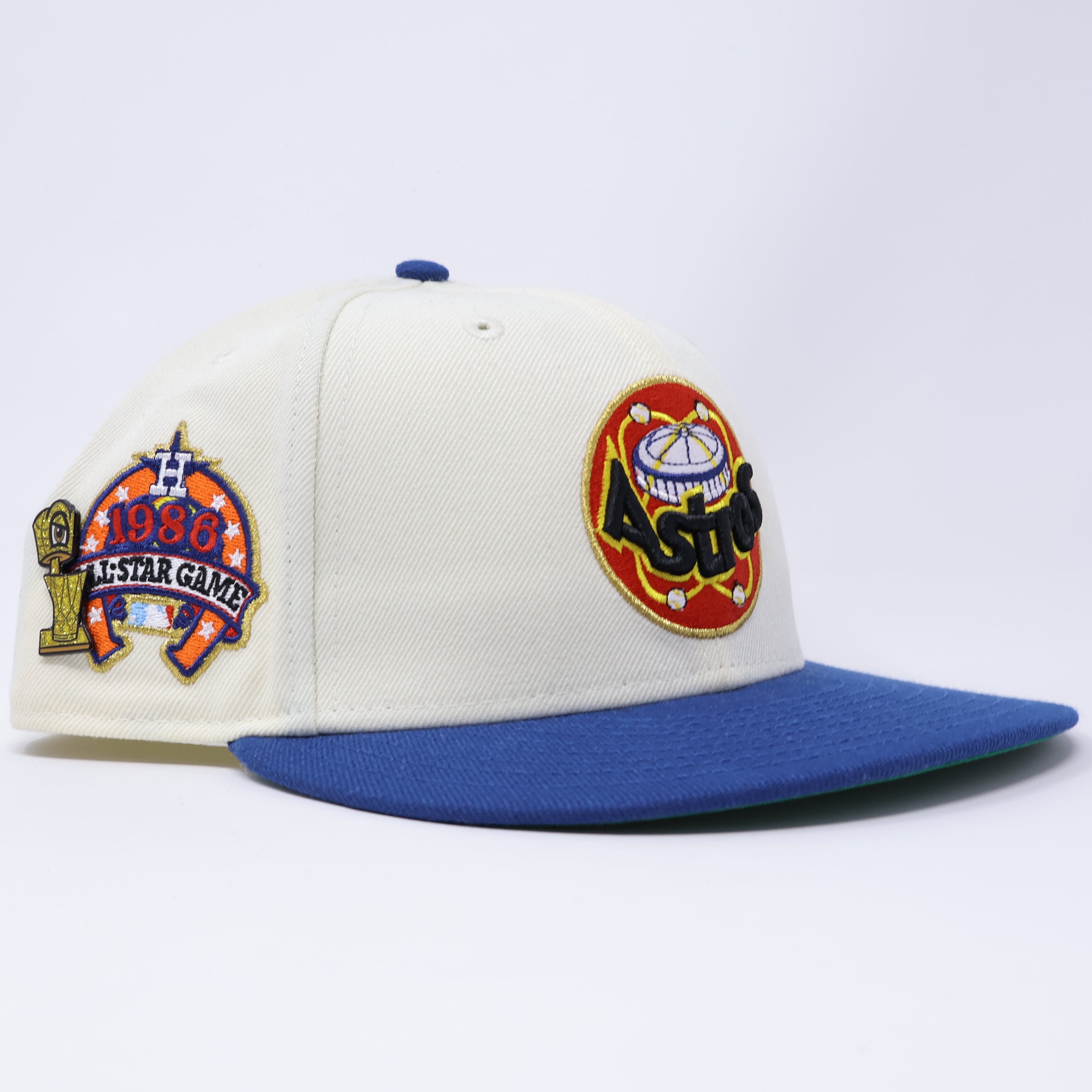 USED 1/2 Chrome Houston Astros 1986 All Star Game 59fifty New Era Fitted Hat Cap