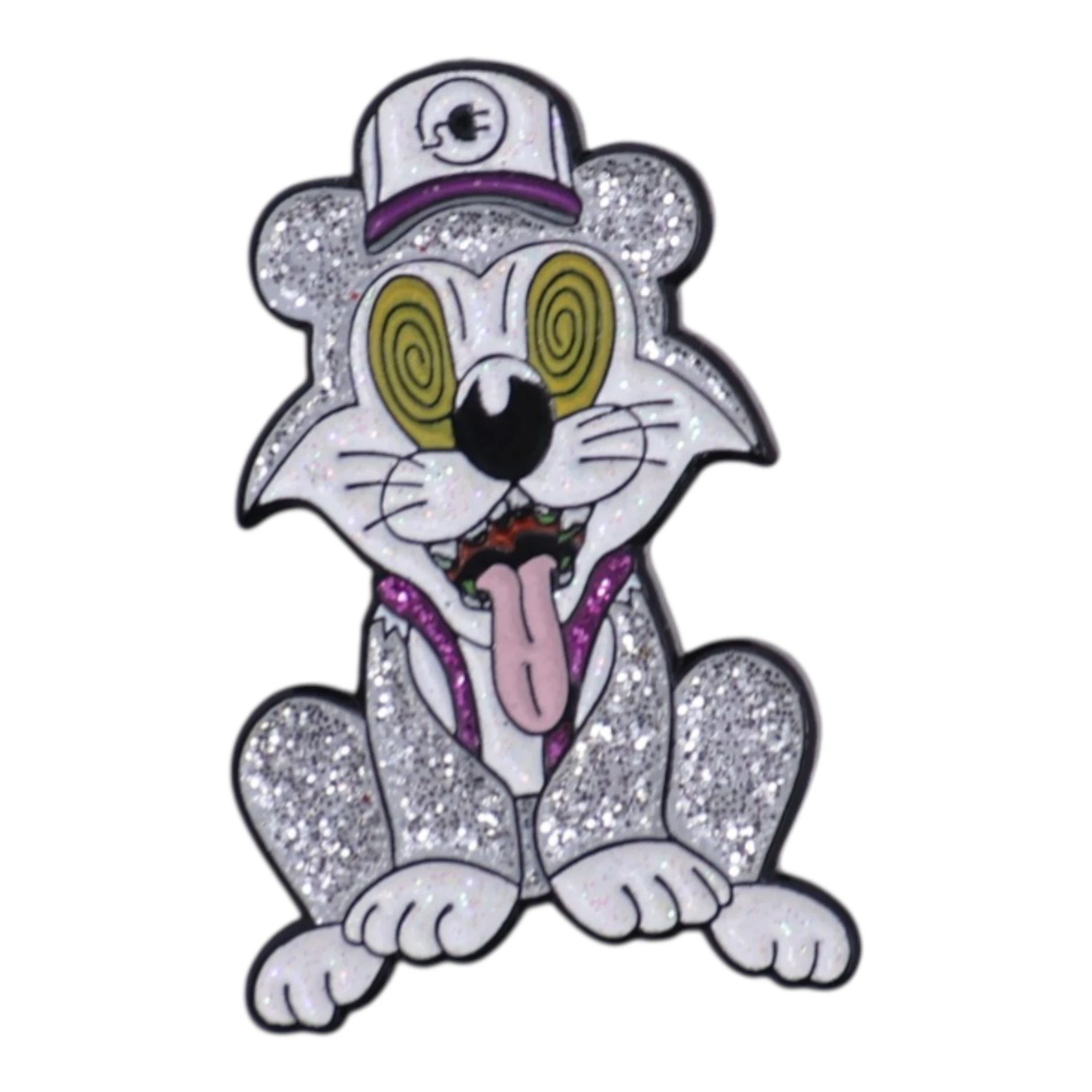 Psyco Cat Silver (White Cap) Graphic Pin