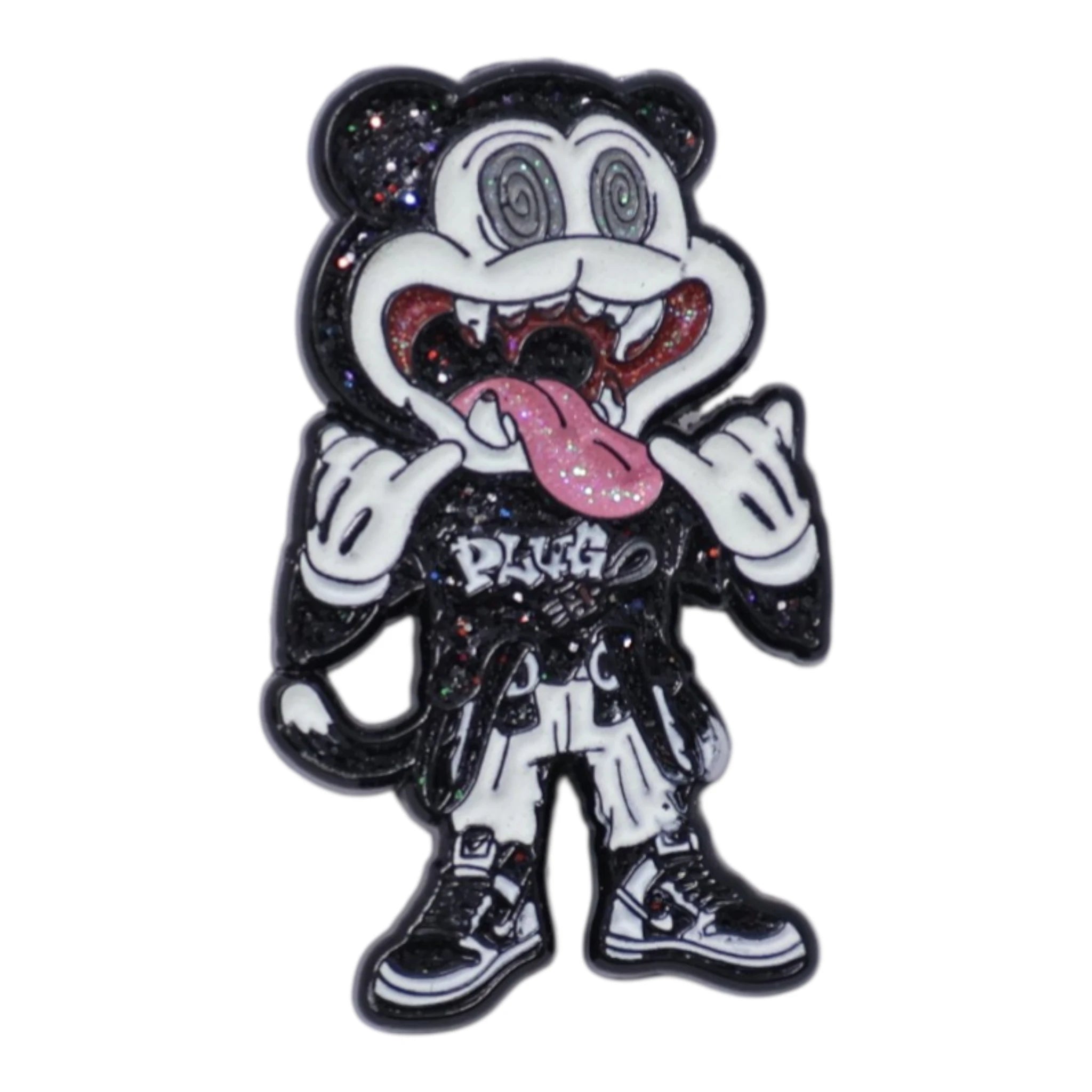 Cat Plug Black Shirt Graphic Pin