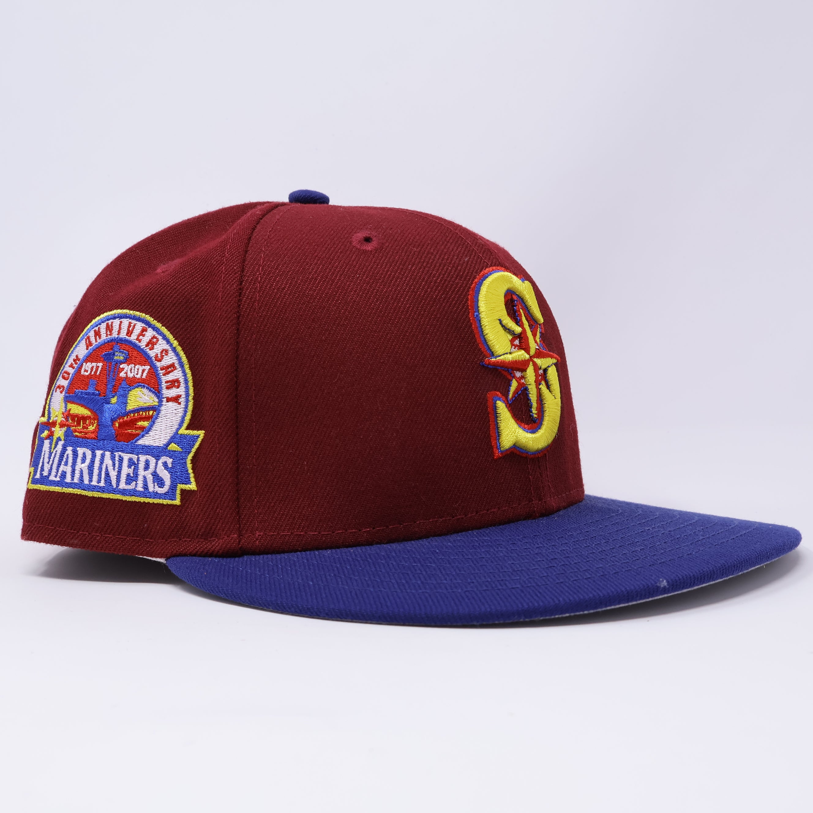 USED Burgundy Seattle Mariners 30th Anniversary 59fifty New Era Fitted Hat Cap