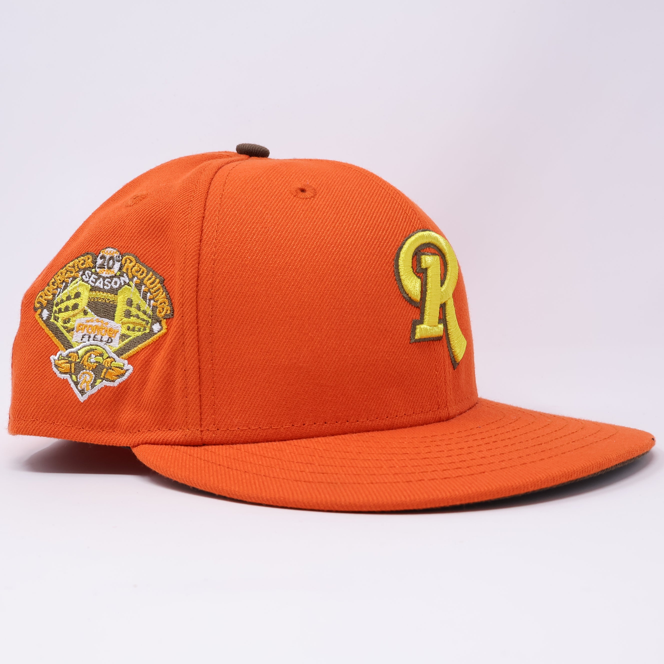 USED 3/8 Orange Rochester Redwings 20th Season 59FIFTY New Era Fitted Hat